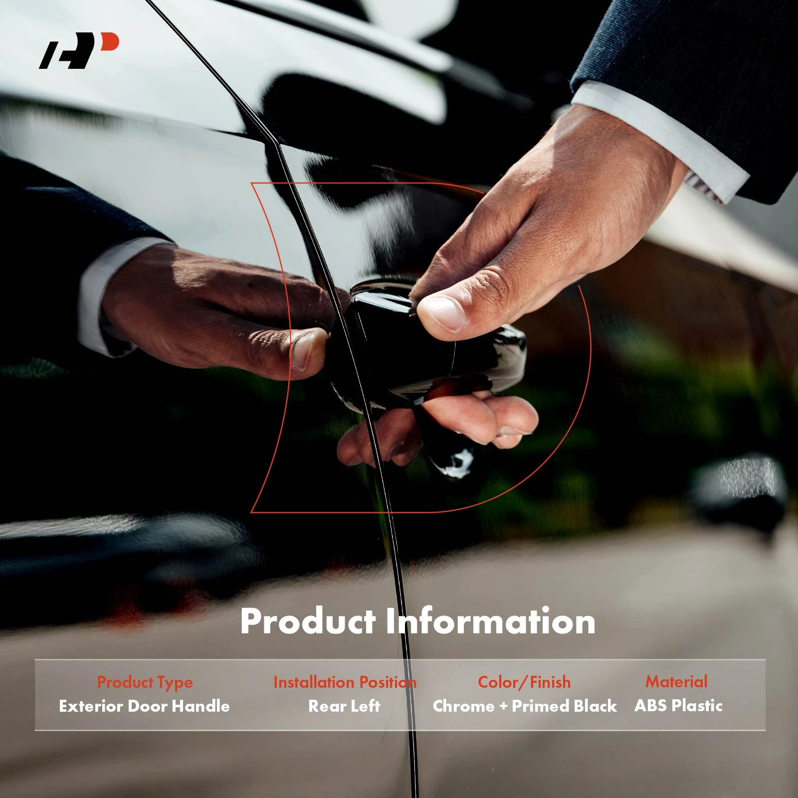 Rear Driver Chrome & Black Primed Outside Handle for Lincoln Town Car 2004-2011