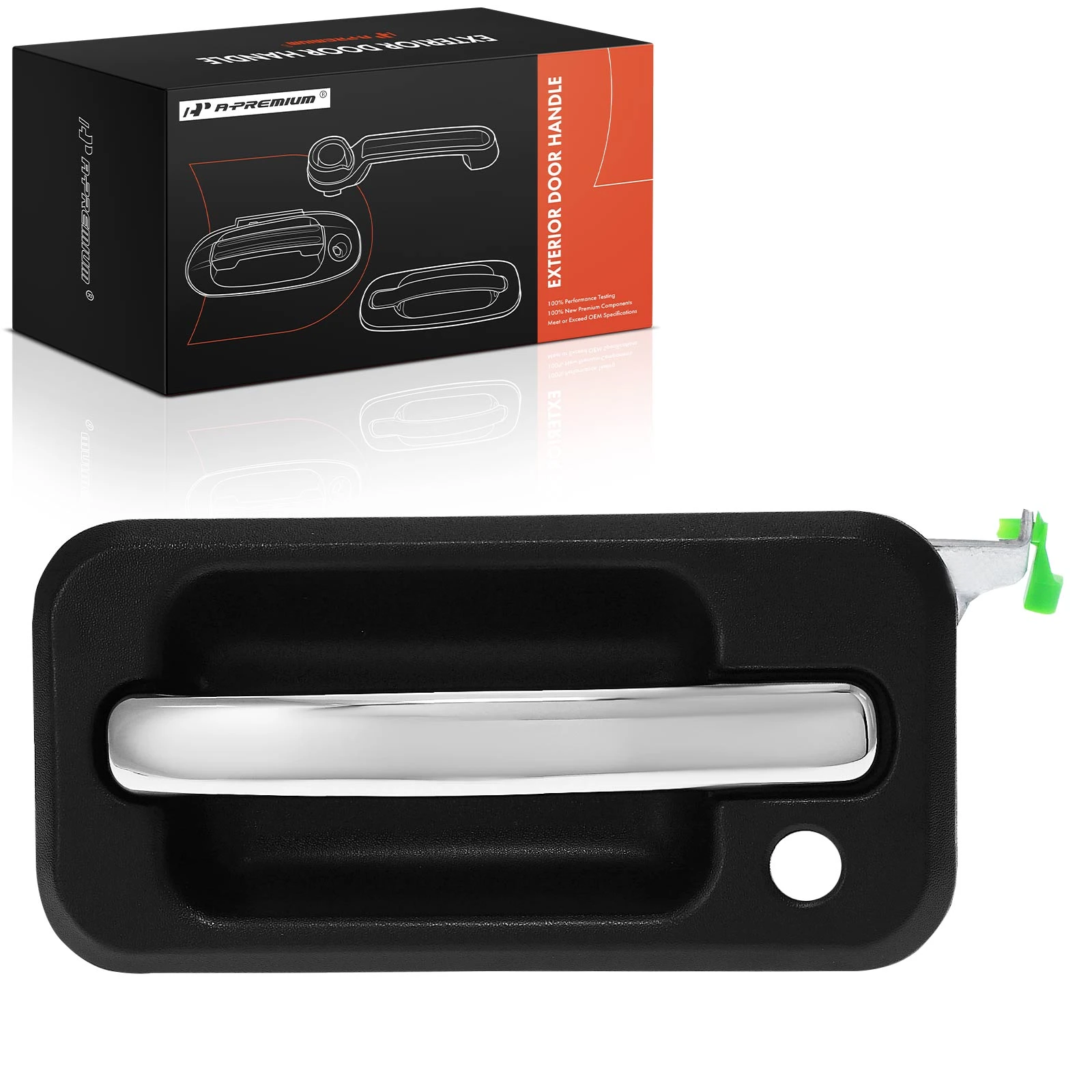 Front Driver Chrome & Black Exterior Door Handle with Keyhole for 2003-2009 Hummer H2