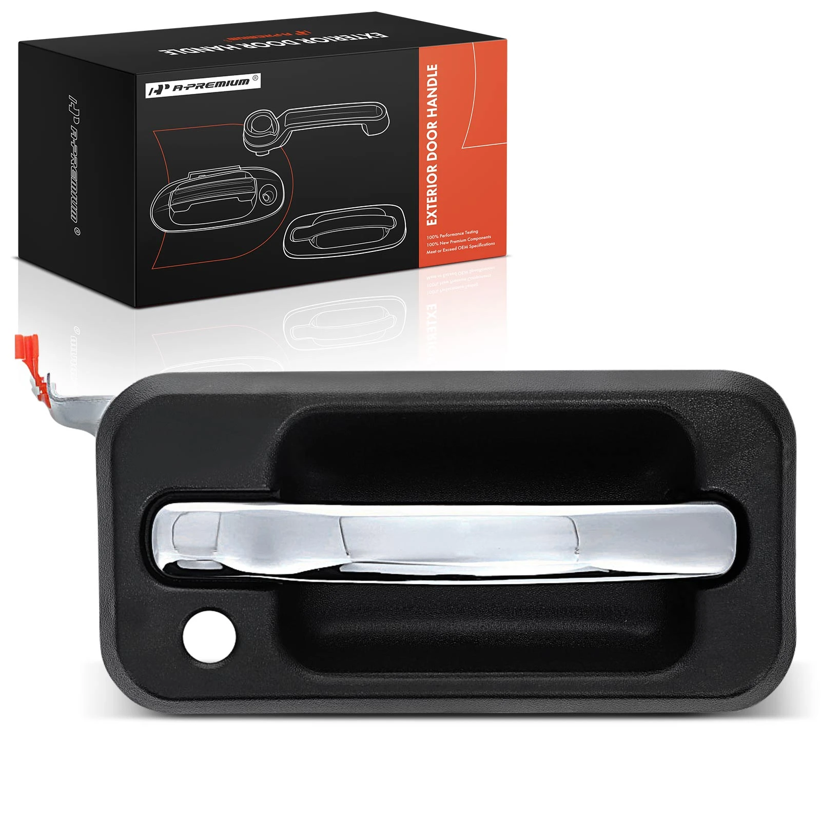 Front Passenger Chrome & Black Exterior Door Handle with Keyhole for 2003-2009 Hummer H2