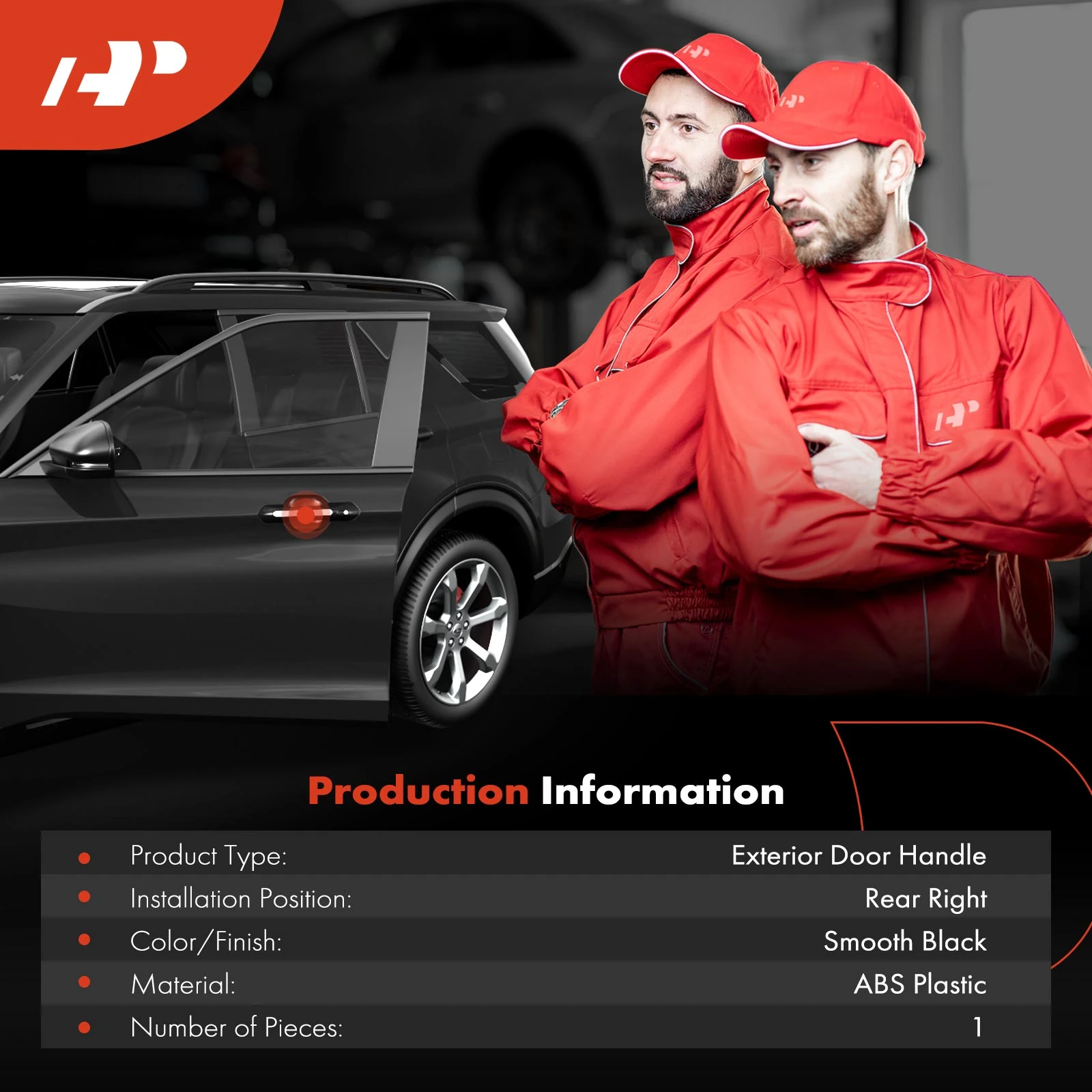 Rear Passenger Black Exterior Door Handle for Nissan Pathfinder 1996-2004