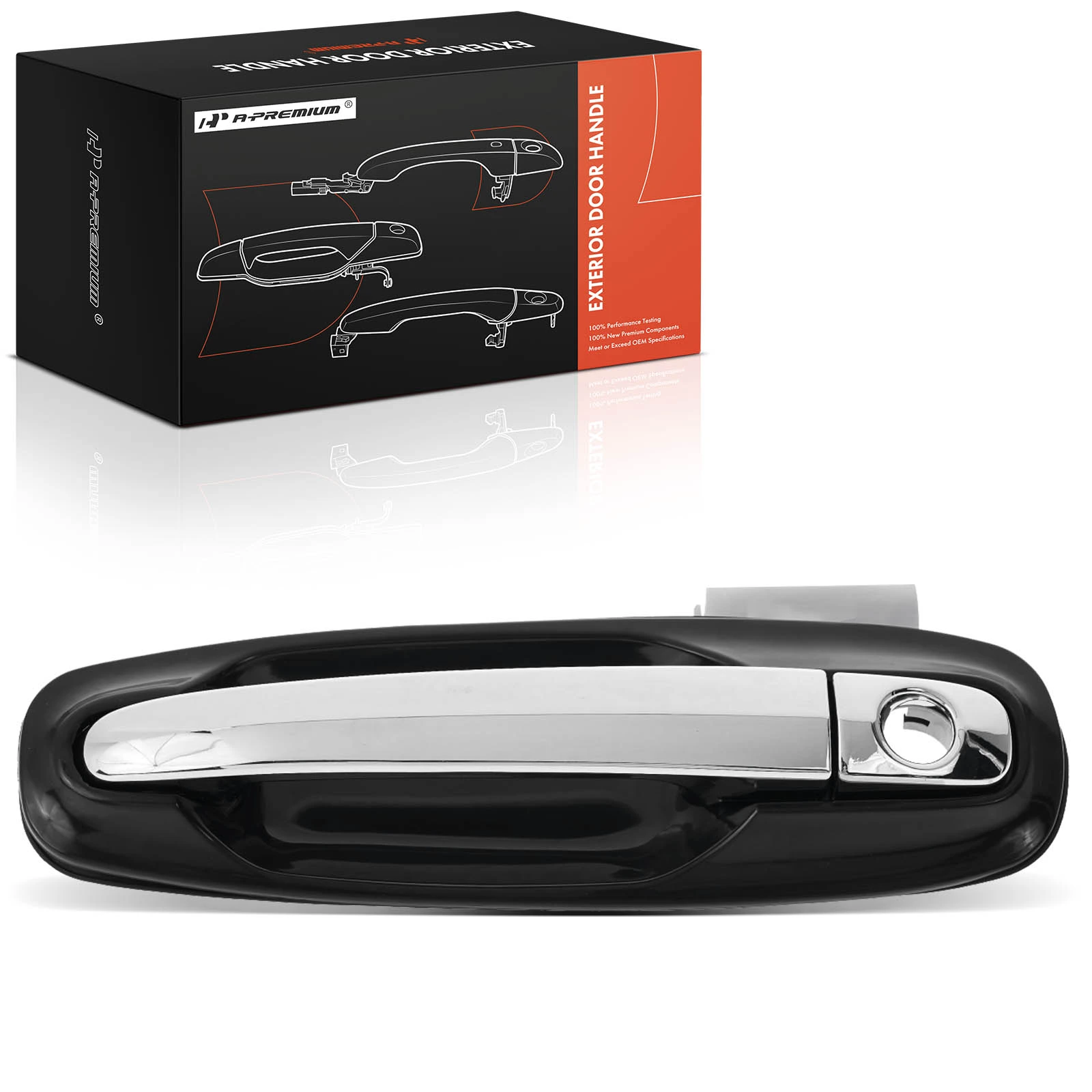 Front Driver Chrome + Black Exterior Door Handle