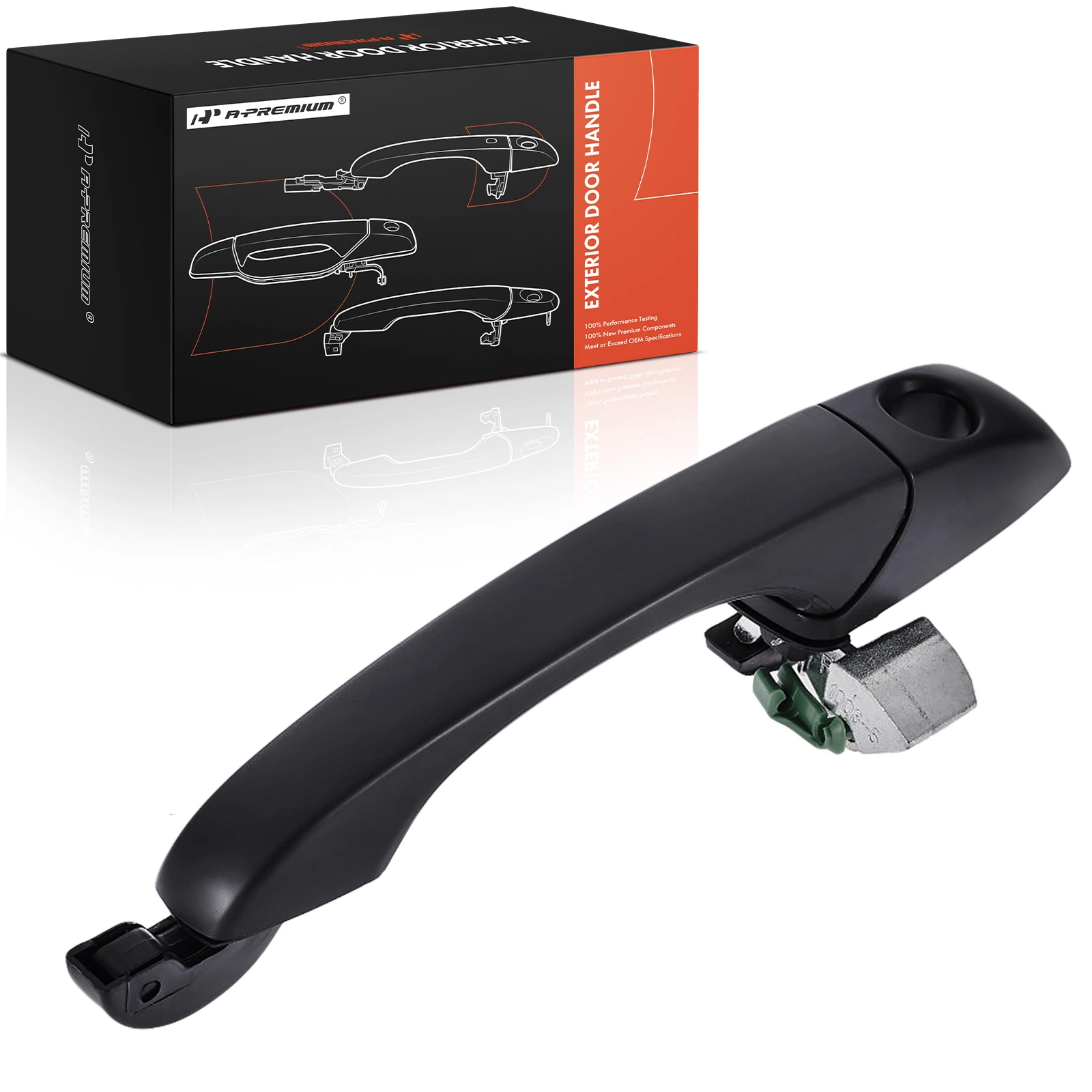 Front Passenger Black Exterior Door Handle with Keyhole