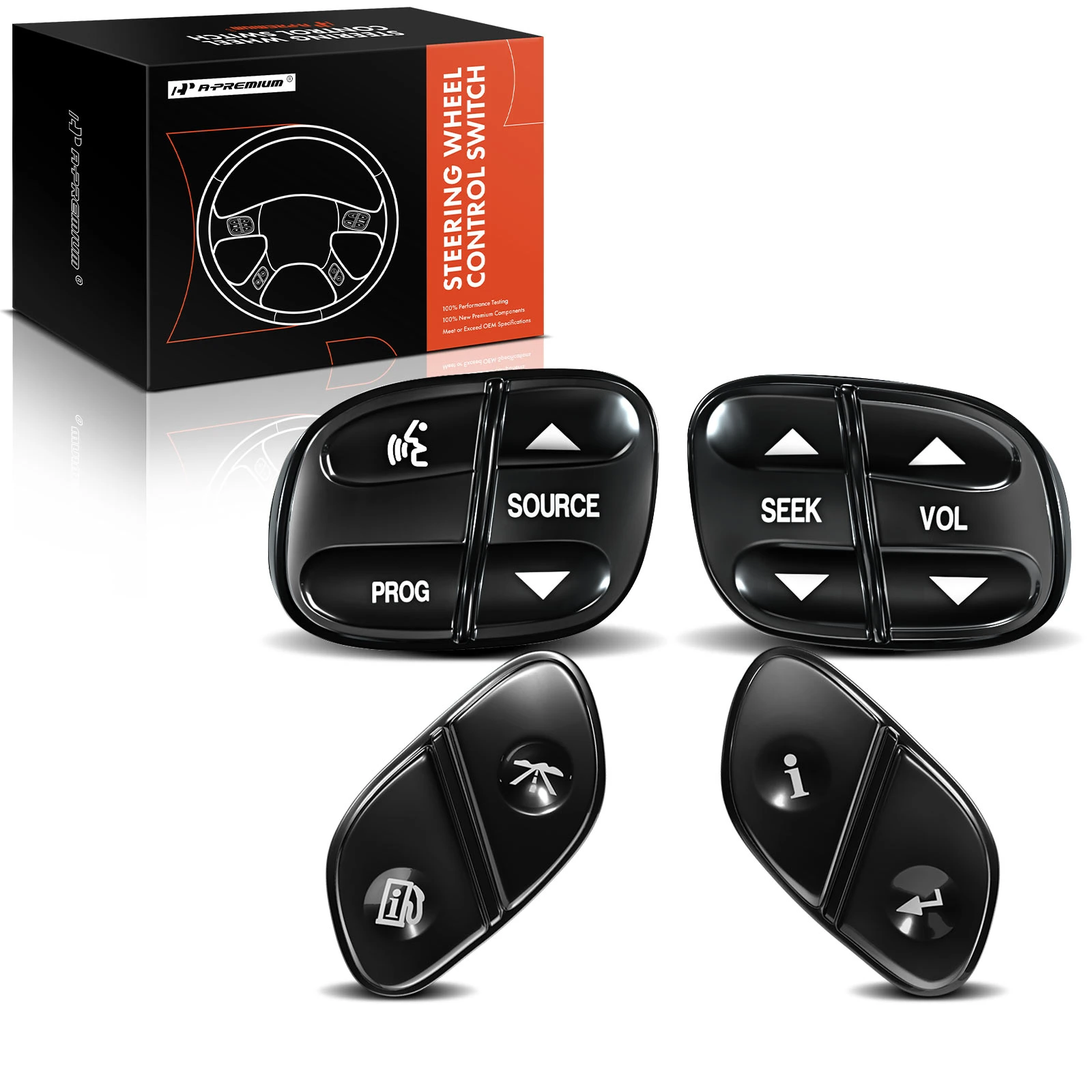 4 Pcs Steering Wheel Switch Control Buttons for 2004-2007 Chevrolet Tahoe