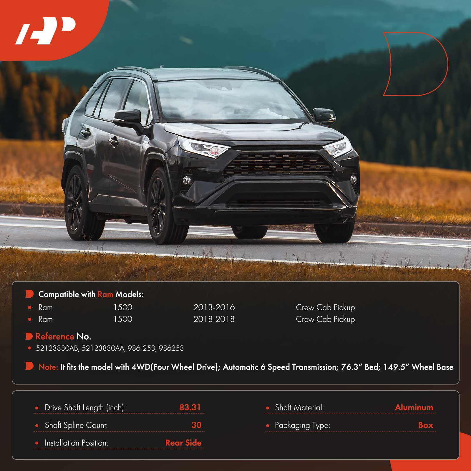 83.31 in. Driveshaft Assembly Rear Side A-Premium APDS1361