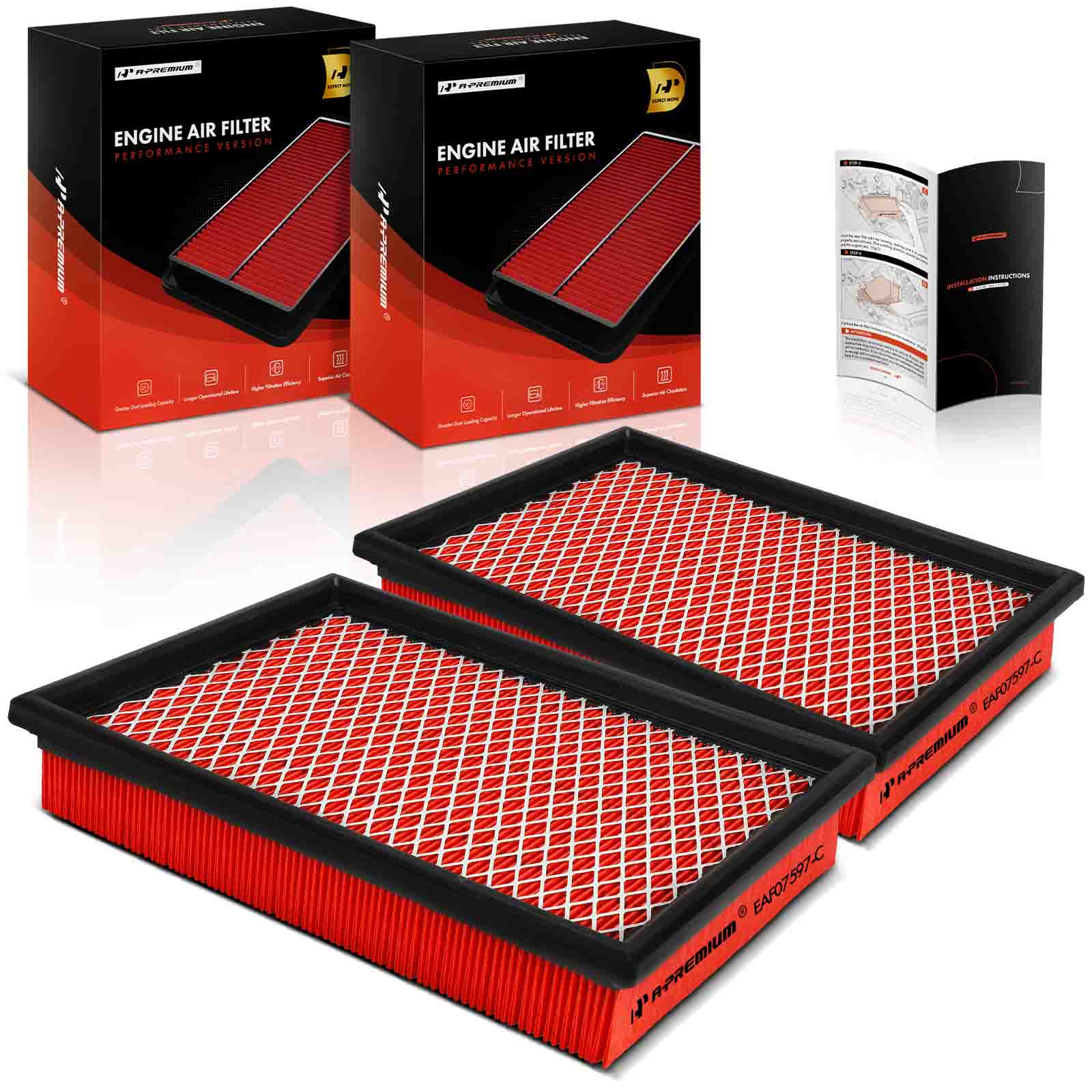 2 Pcs Front High Performance Engine Air Filter for 2005-2007 Saturn Relay