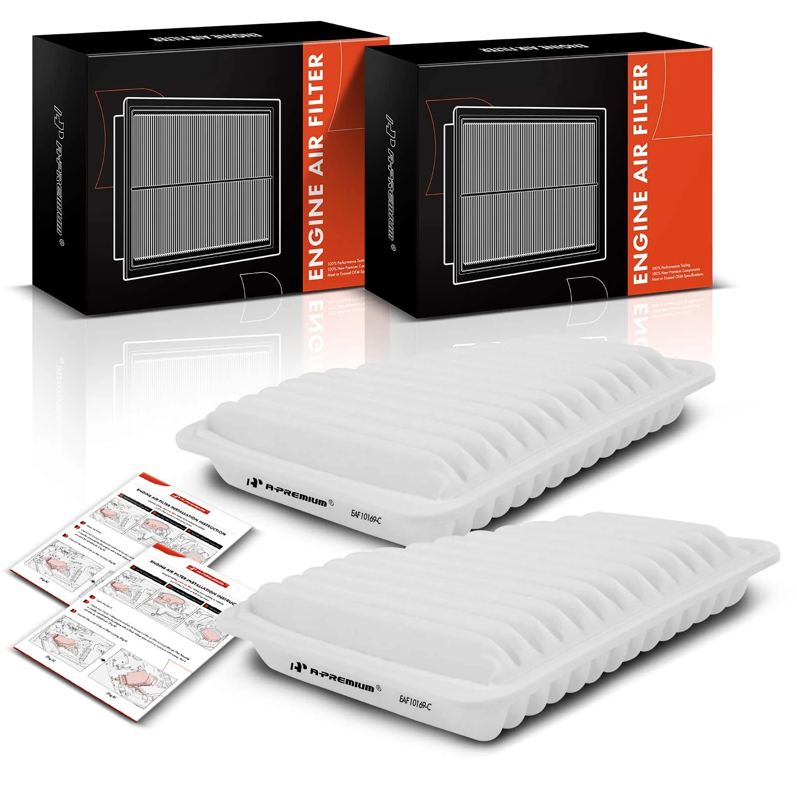 2 Pcs Engine Air Filter