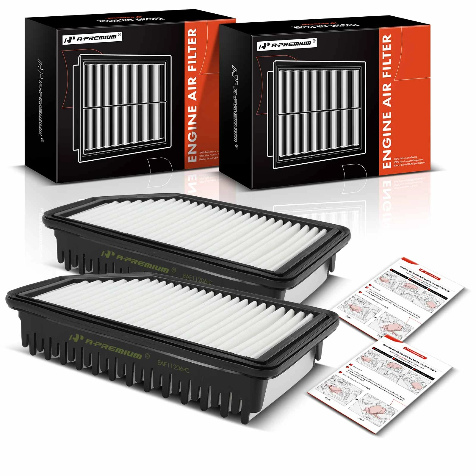 2 Pcs Engine Air Filter