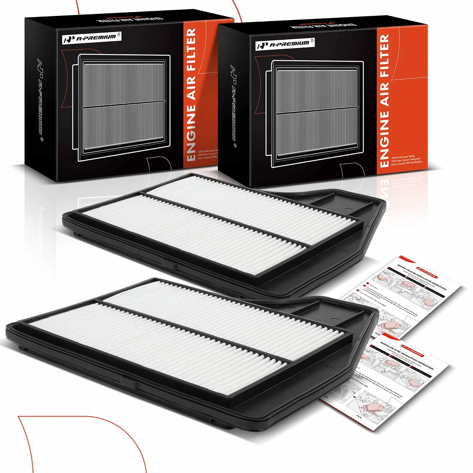 2 Pcs Engine Air Filter with Rigid Panel