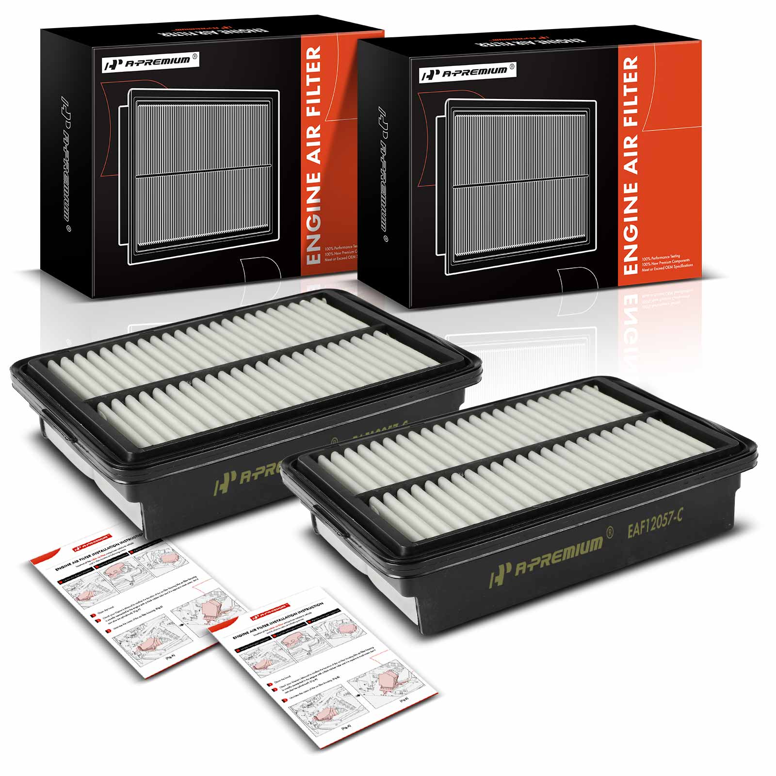 2 Pcs Engine Air Filter