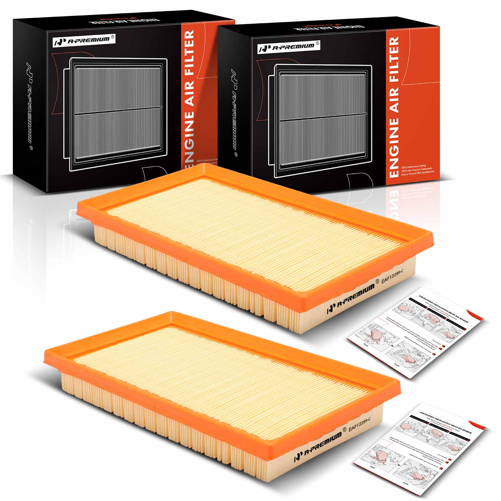 2 Pcs Engine Air Filter