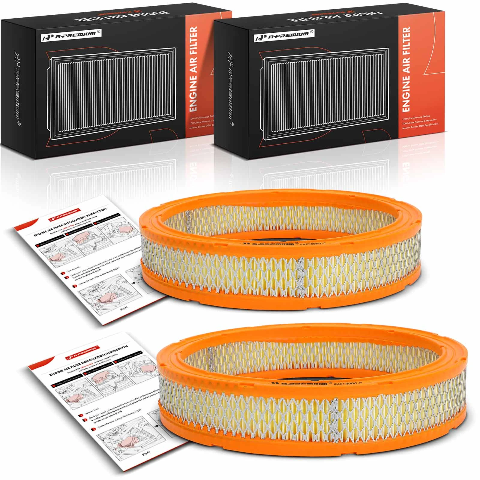 2 Pcs Engine Air Filter