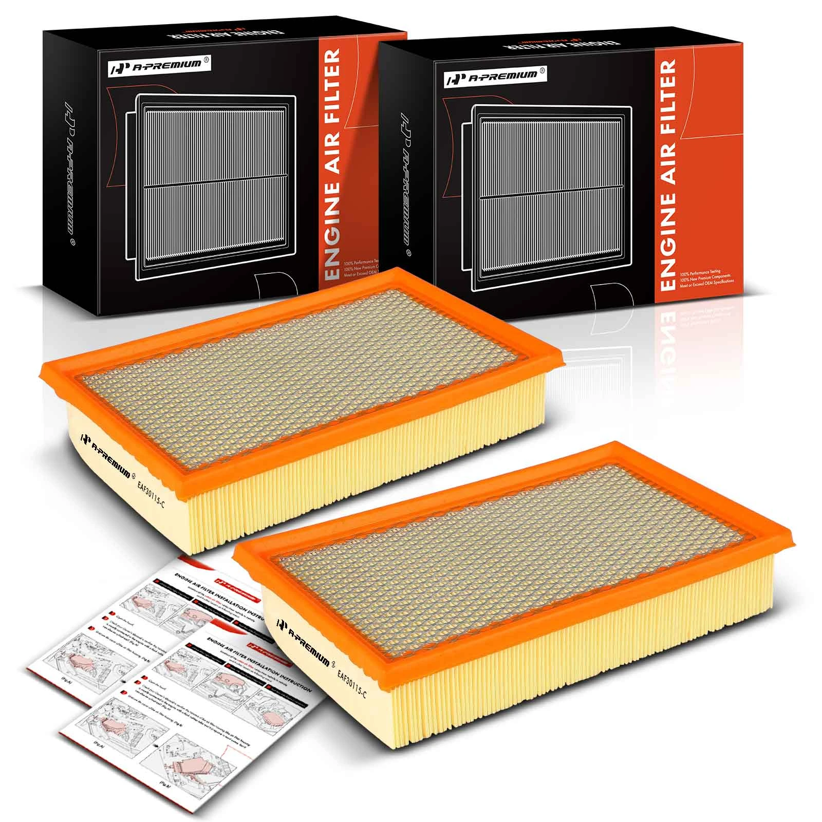 2 Pcs Engine Air Filter