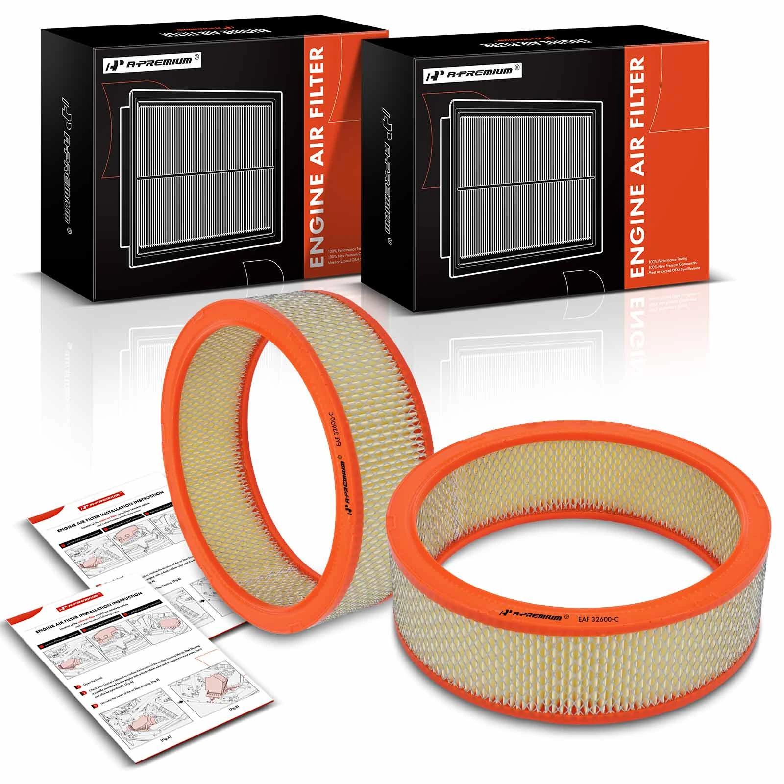 2 Pcs Front Engine Air Filter