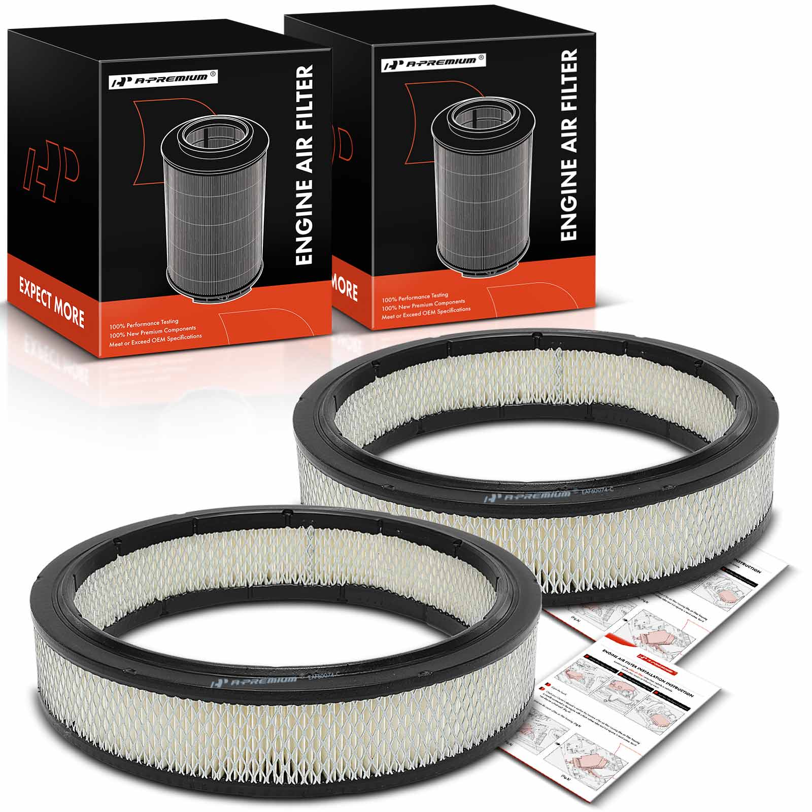 2 Pcs Engine Air Filter