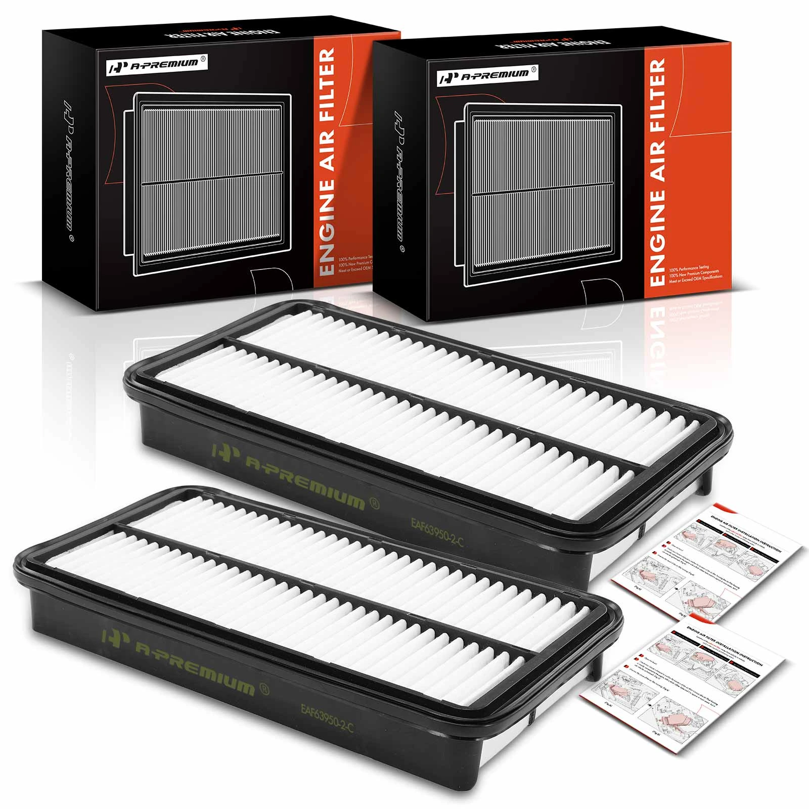 2 Pcs Engine Air Filter