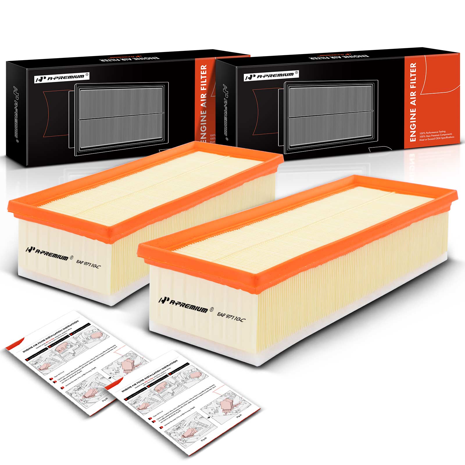 2 Pcs Engine Air Filter