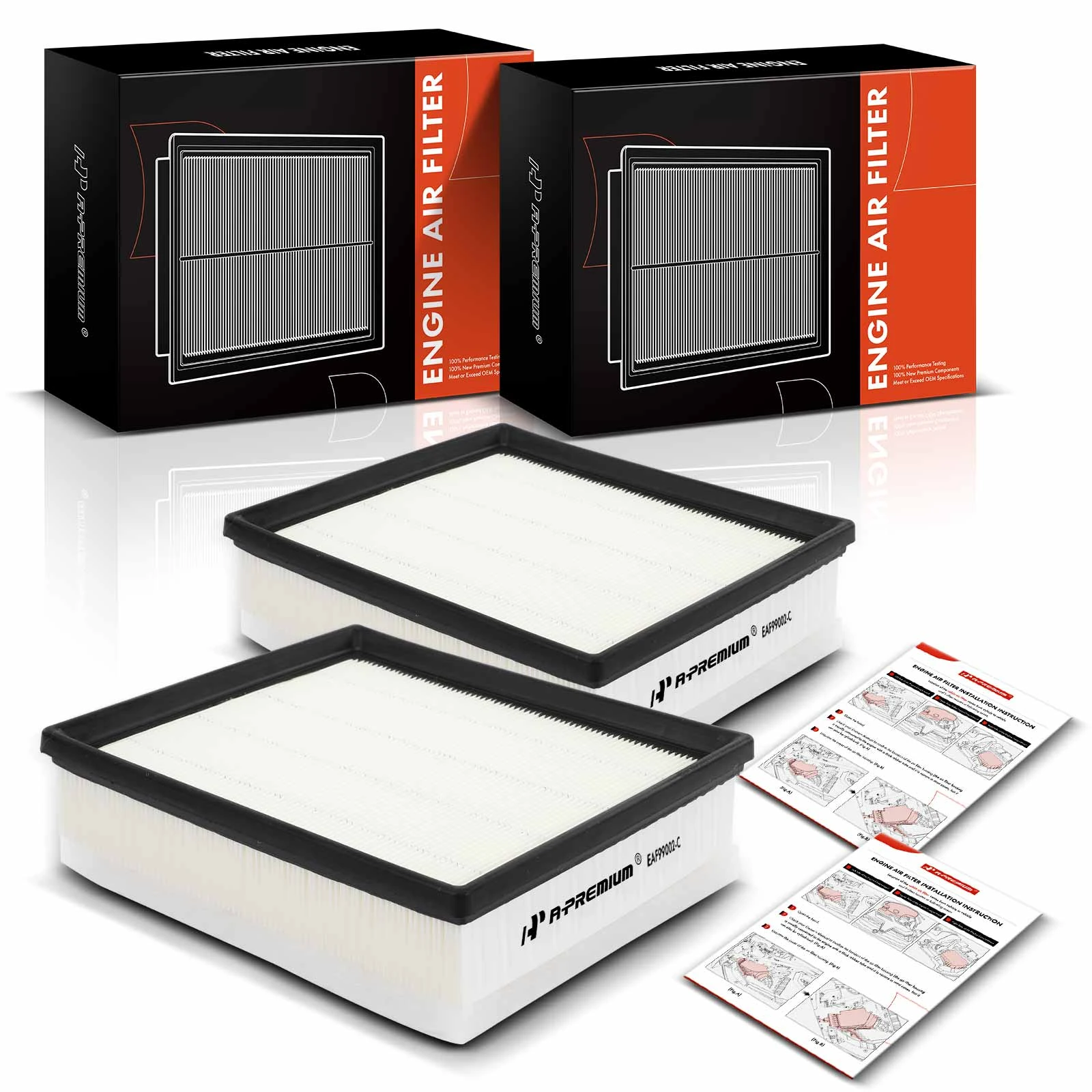 2 Pcs Engine Air Filter