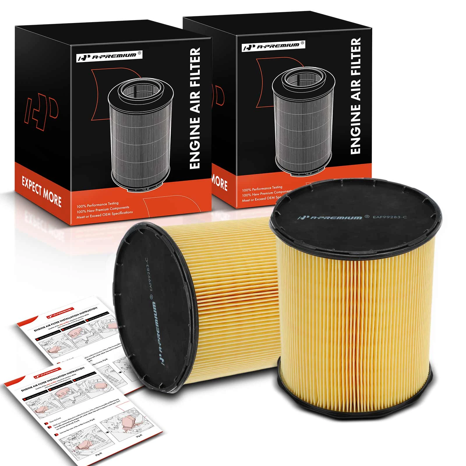 2 Pcs Engine Air Filter