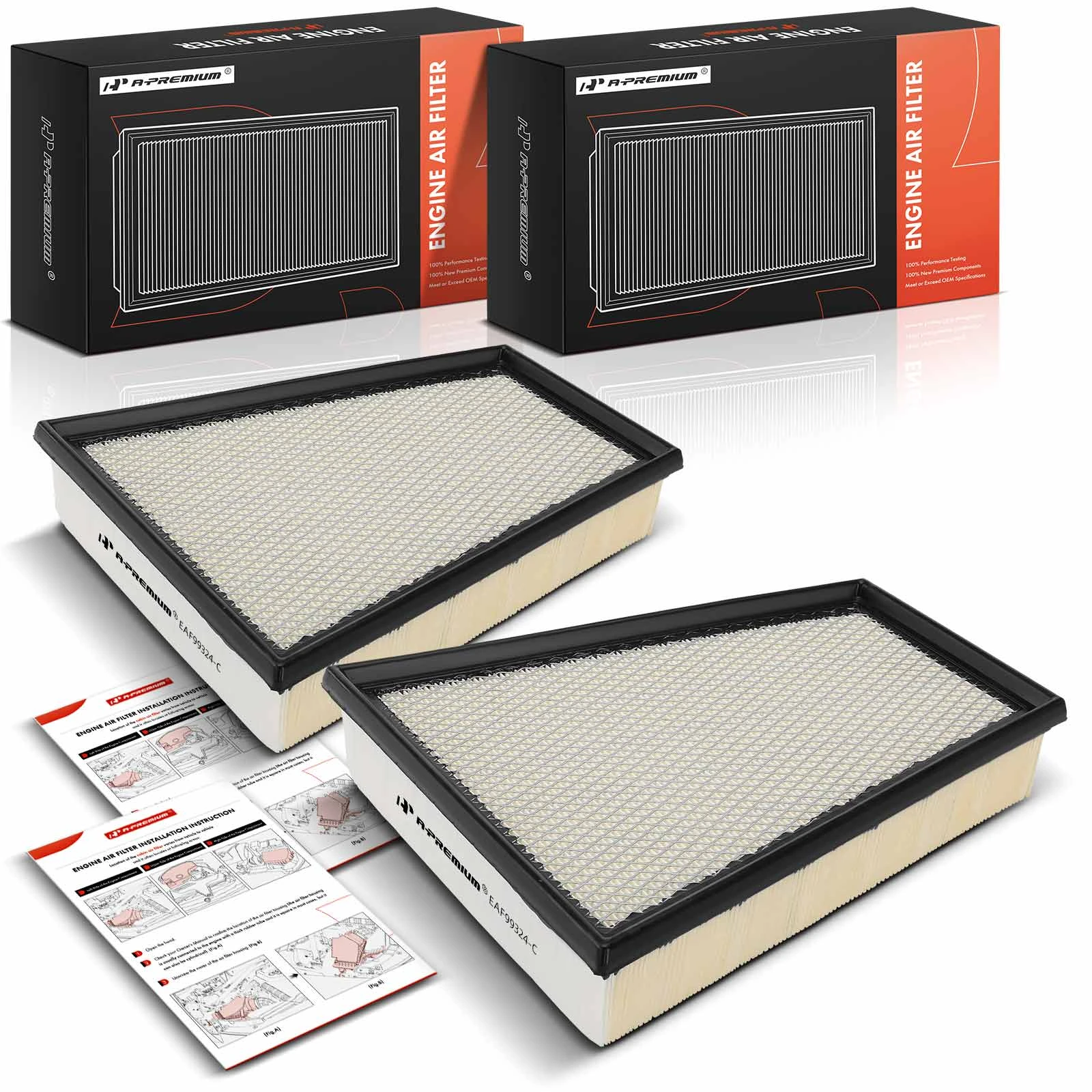 2 Pcs Engine Air Filter