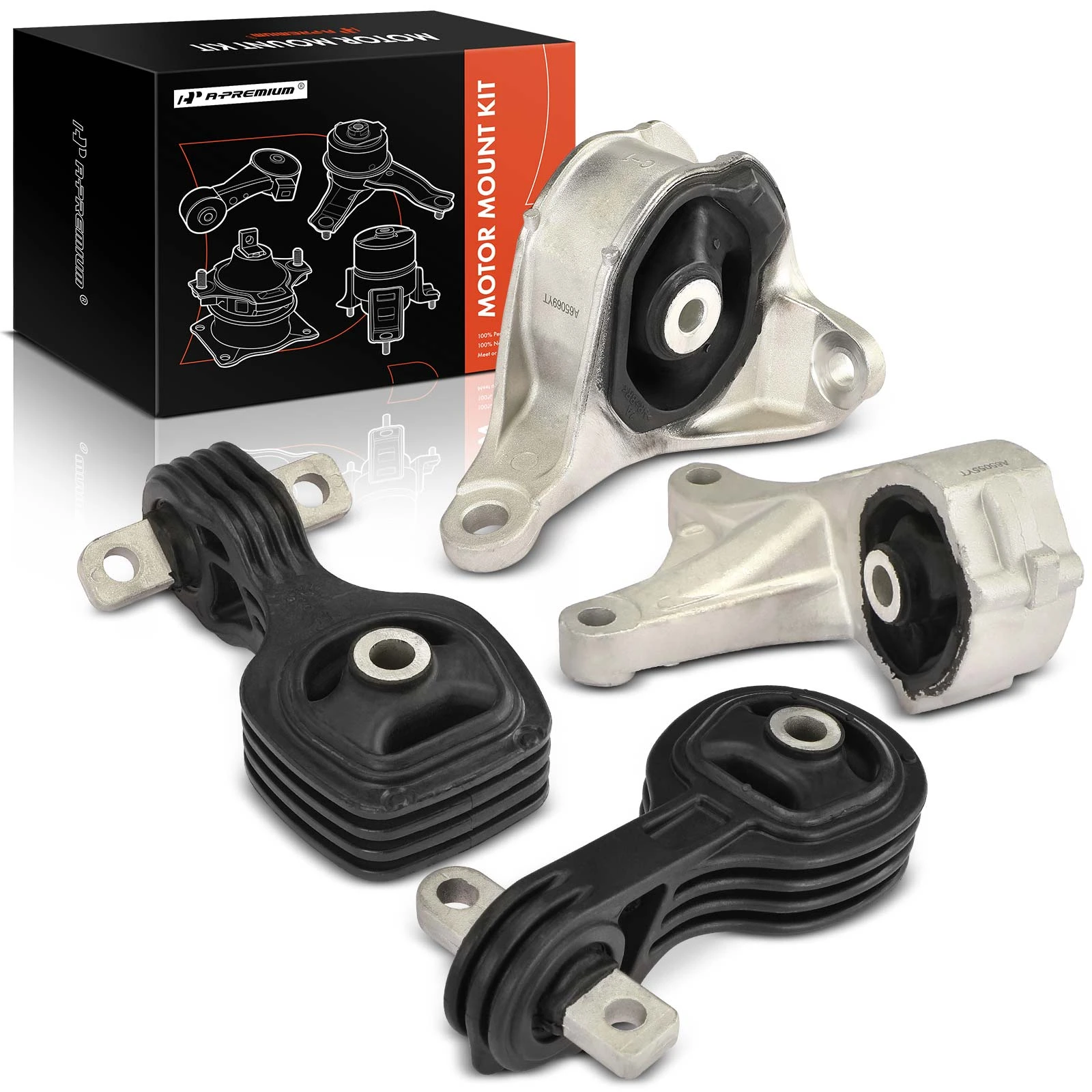4-Pc Motor Mount + Torque Strut Mount + Transmission Mount, Front & Left, A-Premium APEM573