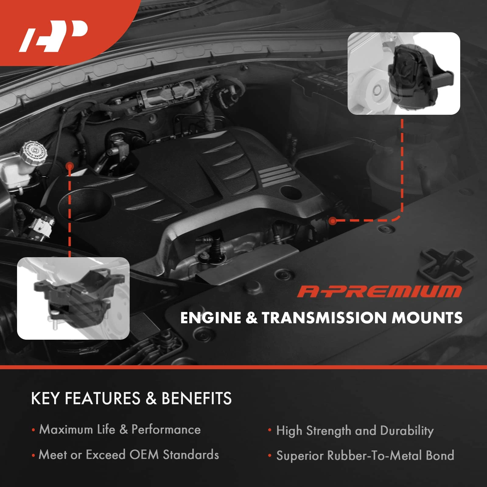 A-Premium 3-Piece Engine & Transmission Mount Kit For 2007-2012 Hyundai Elantra 2.0L – Reduces Vibration