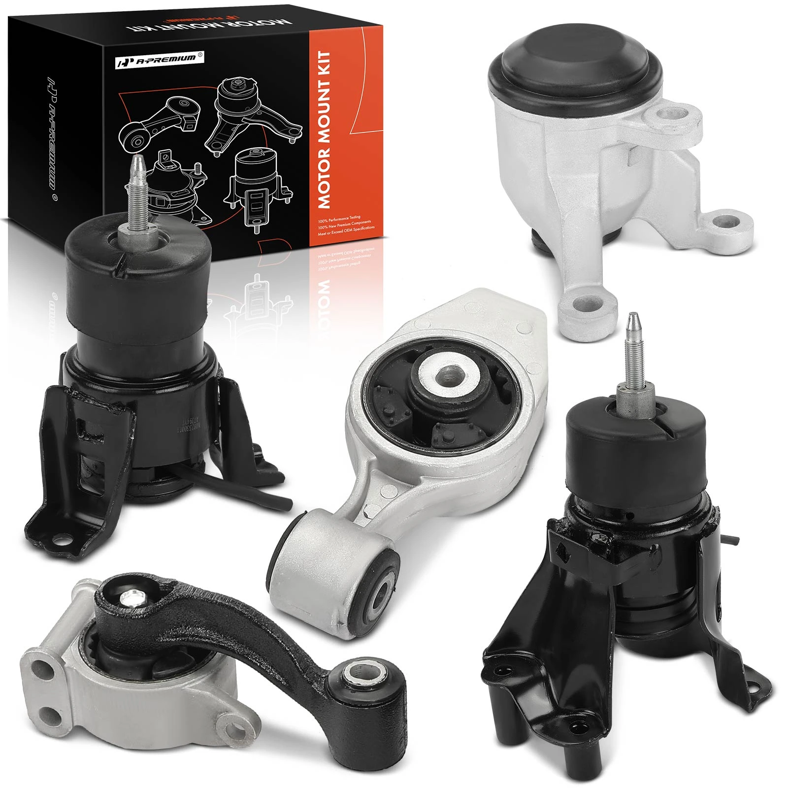 5-Pc Motor Mount + Torque Strut Mount, Front & Rear, A-Premium APEM1218