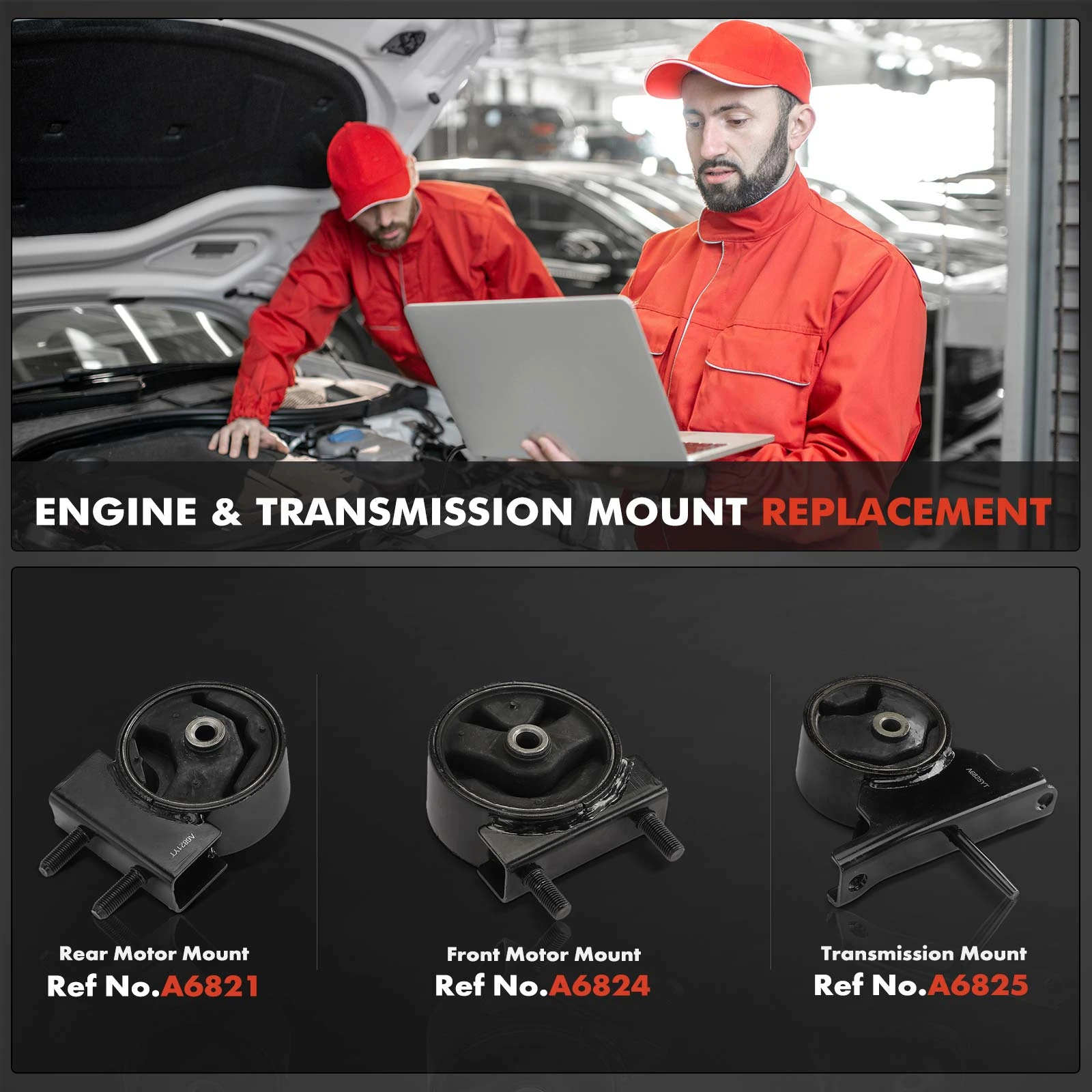 3-Pc Motor Mount + Transmission Mount, Front & Rear, A-Premium APEM835