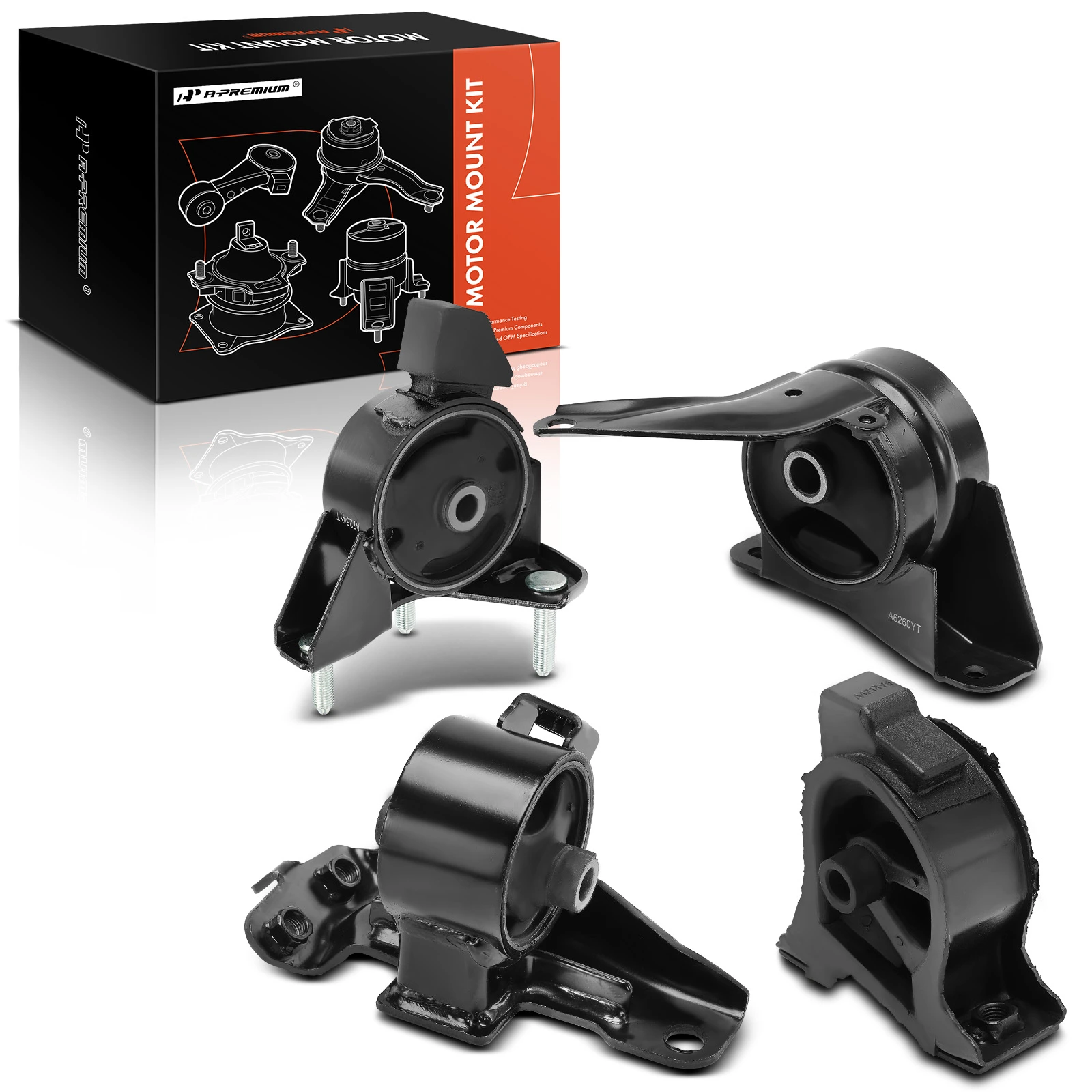 4-Pc Engine Mount + Transmission Mount, Front & Rear, A-Premium APEM876