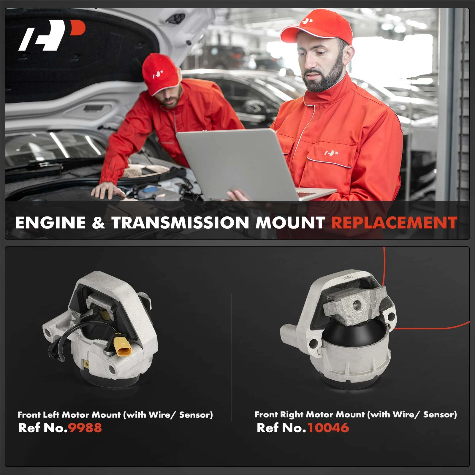 2-Pc Motor Mount (with Wire / Sensor), Front, A-Premium APEM941