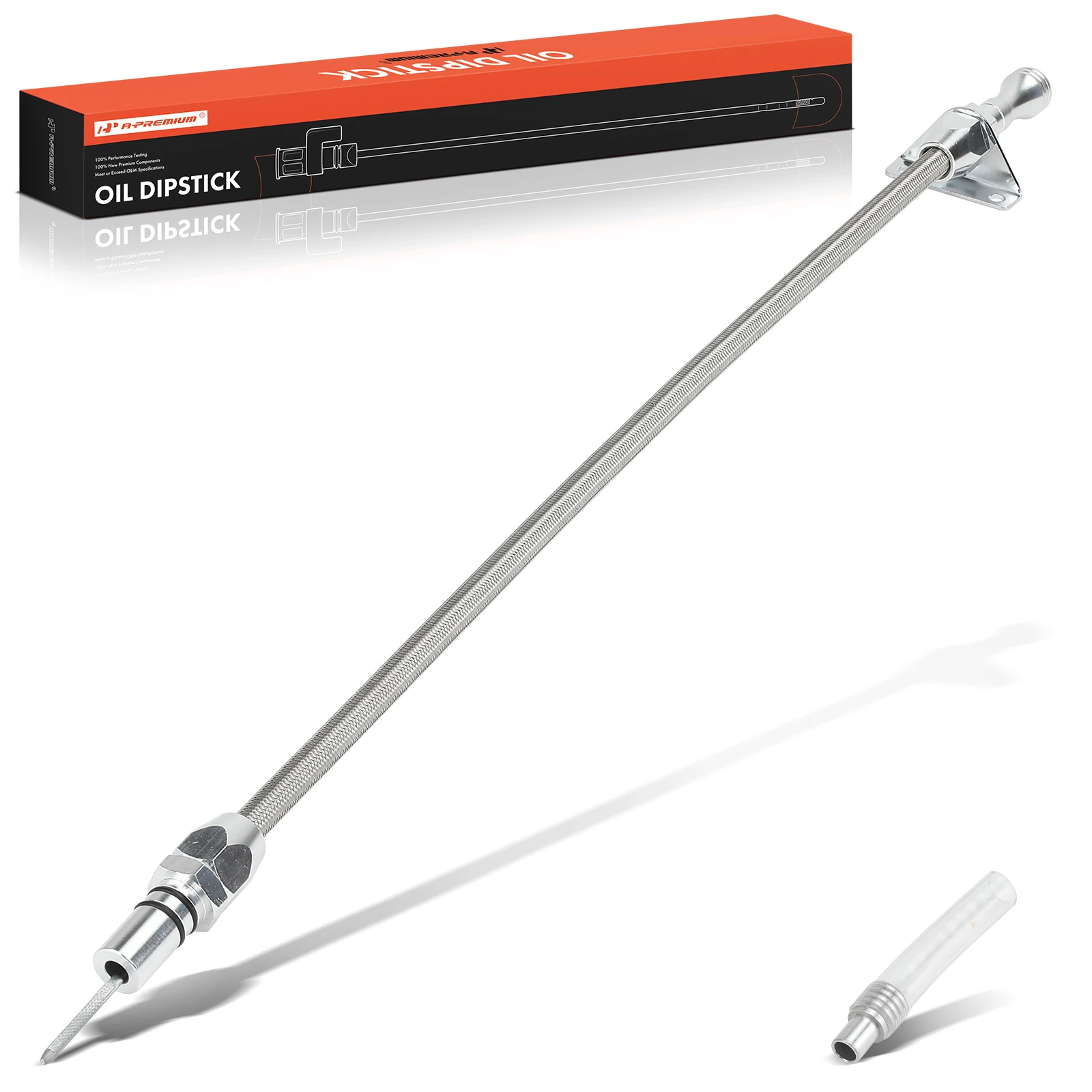 Flexible Stainless Transmission Dipstick Firewall Mount