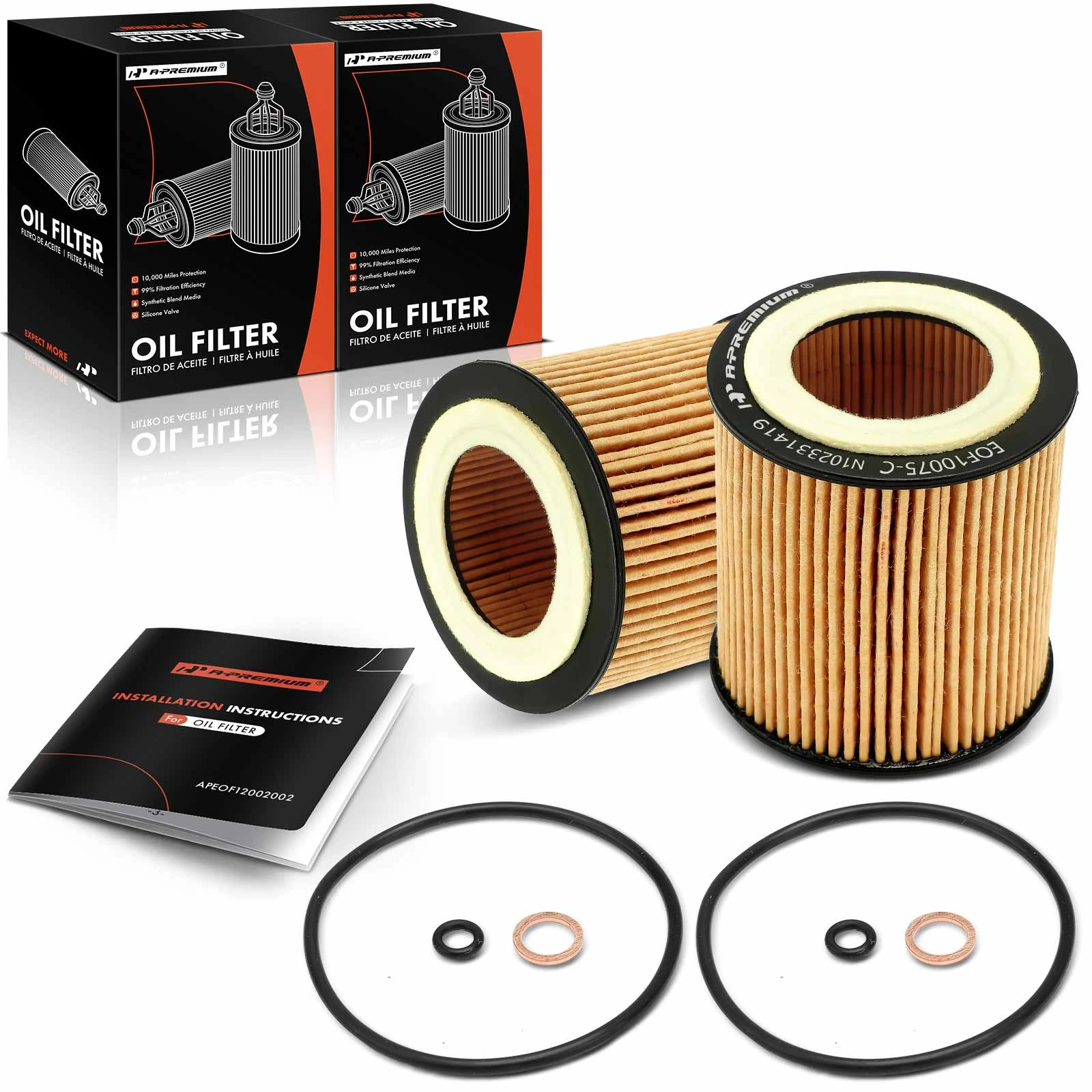 2 Pcs Engine Oil Filter
