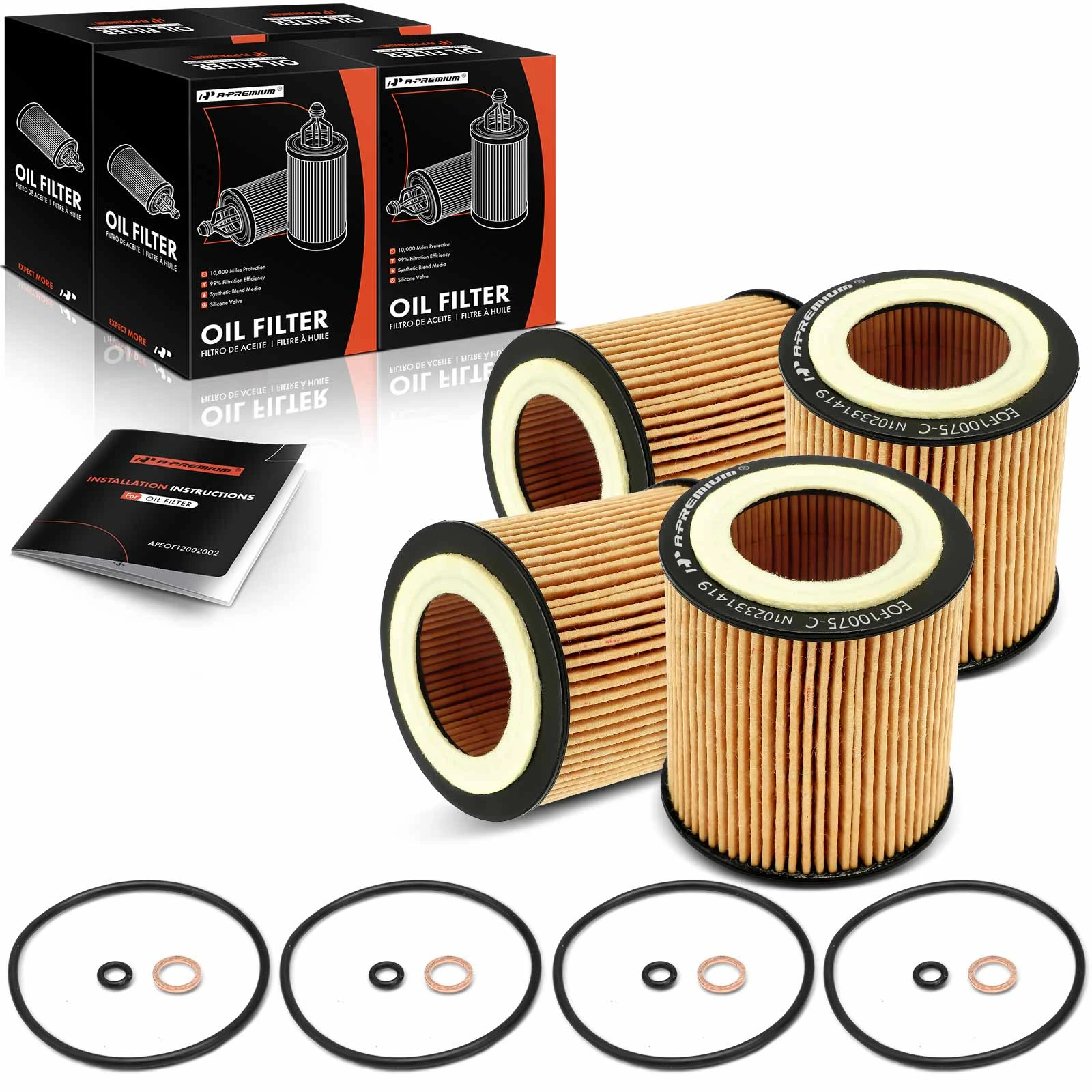 4 Pcs Engine Oil Filter for 2015-2020 BMW M4