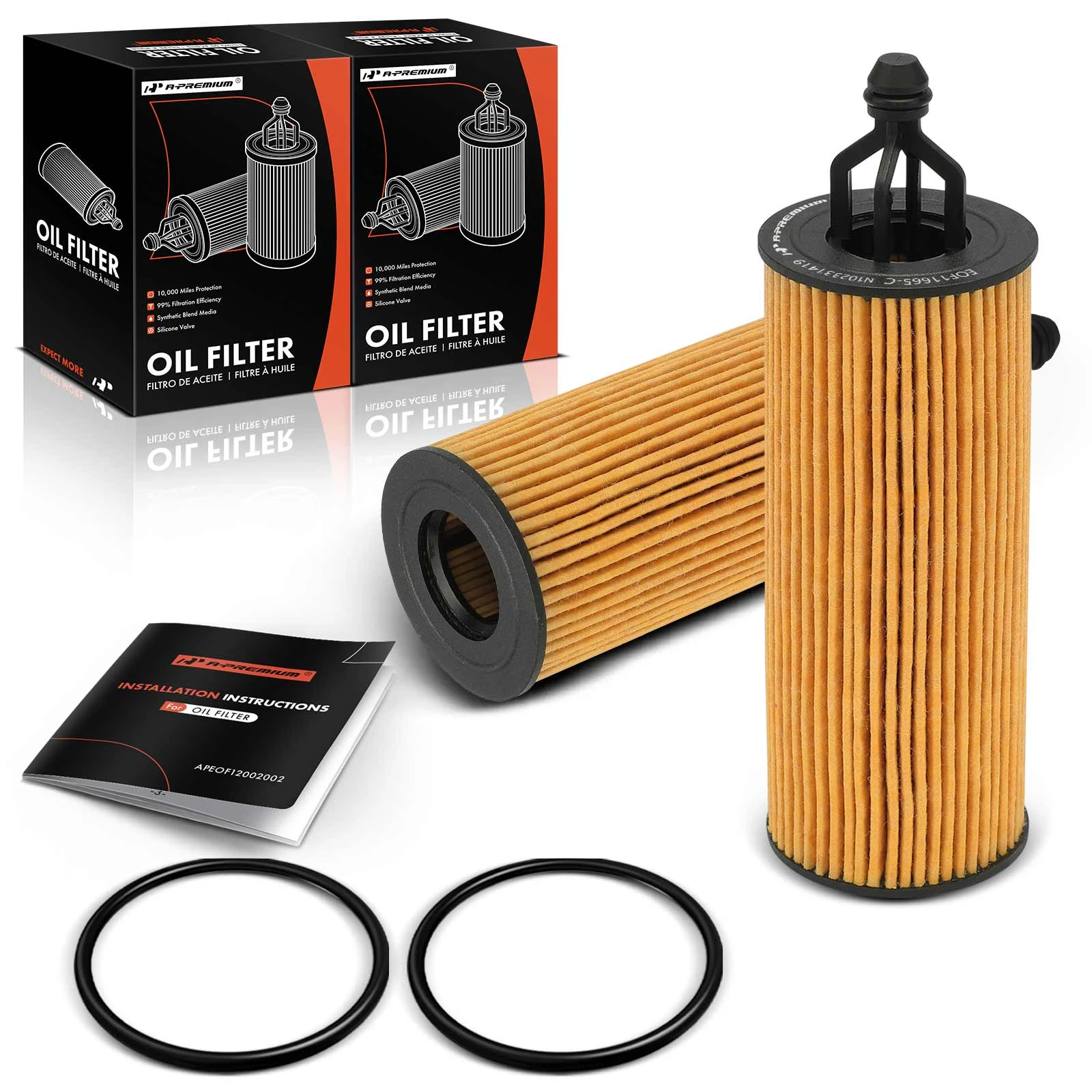 2 Pcs Engine Oil Filter