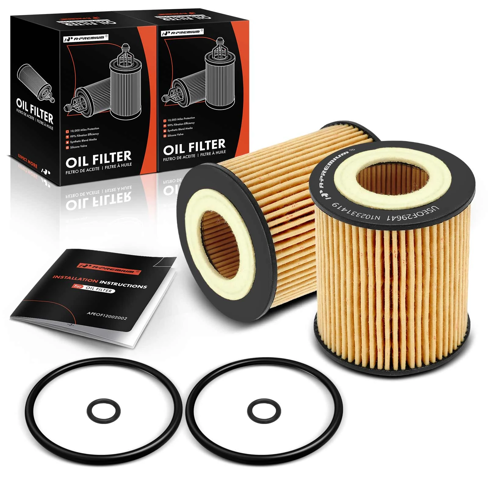 2 Pcs Engine Oil Filter