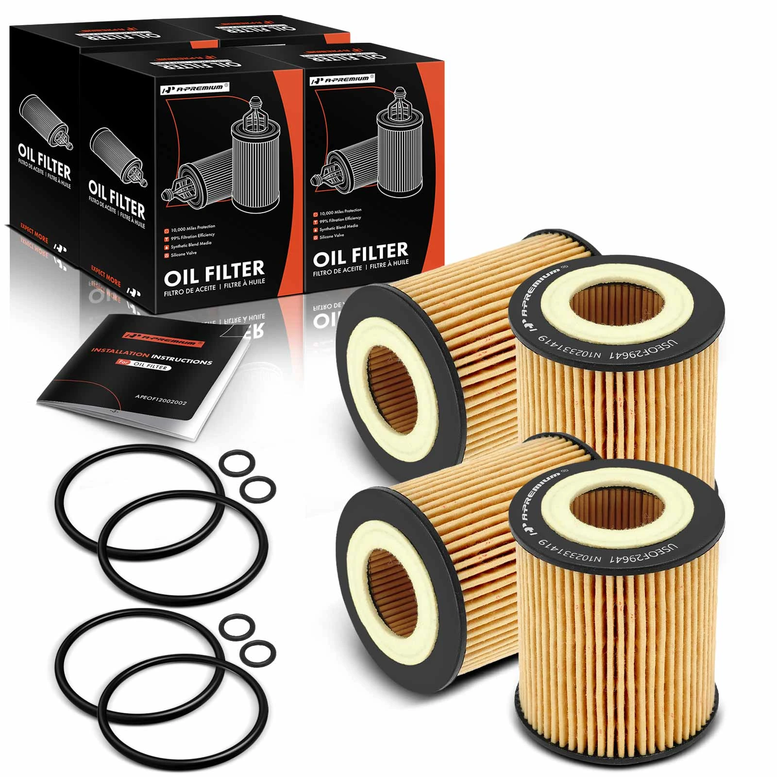 4 Pcs Engine Oil Filter
