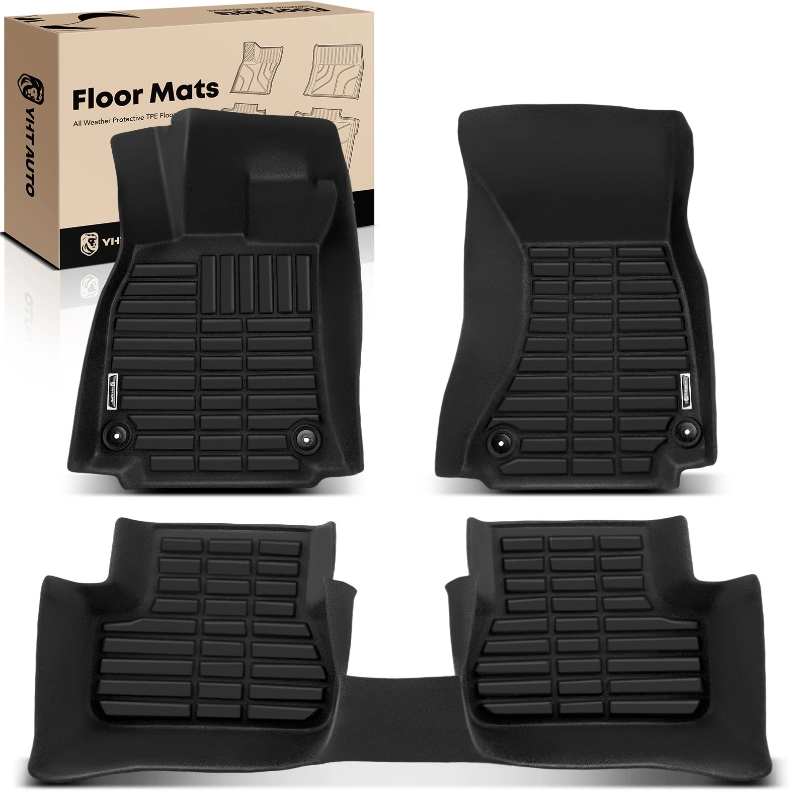 3 Pcs Front & Rear Black Floor Mats Liners for Audi S5 2014-2016 A5 2010-2014