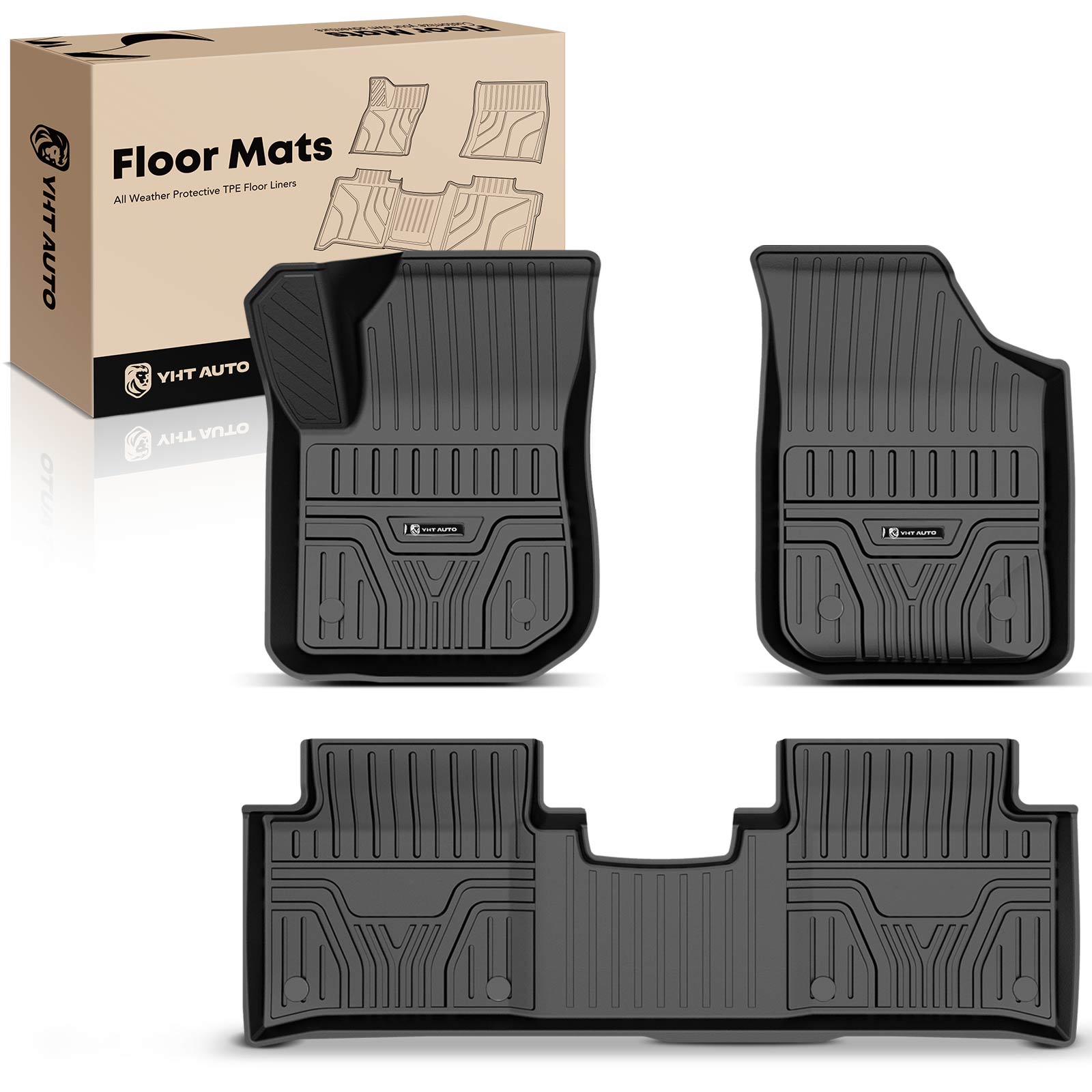 3 Pcs Front & Rear Black TPE textured Floor Mats Liners  for 2016-2020 Buick Envision