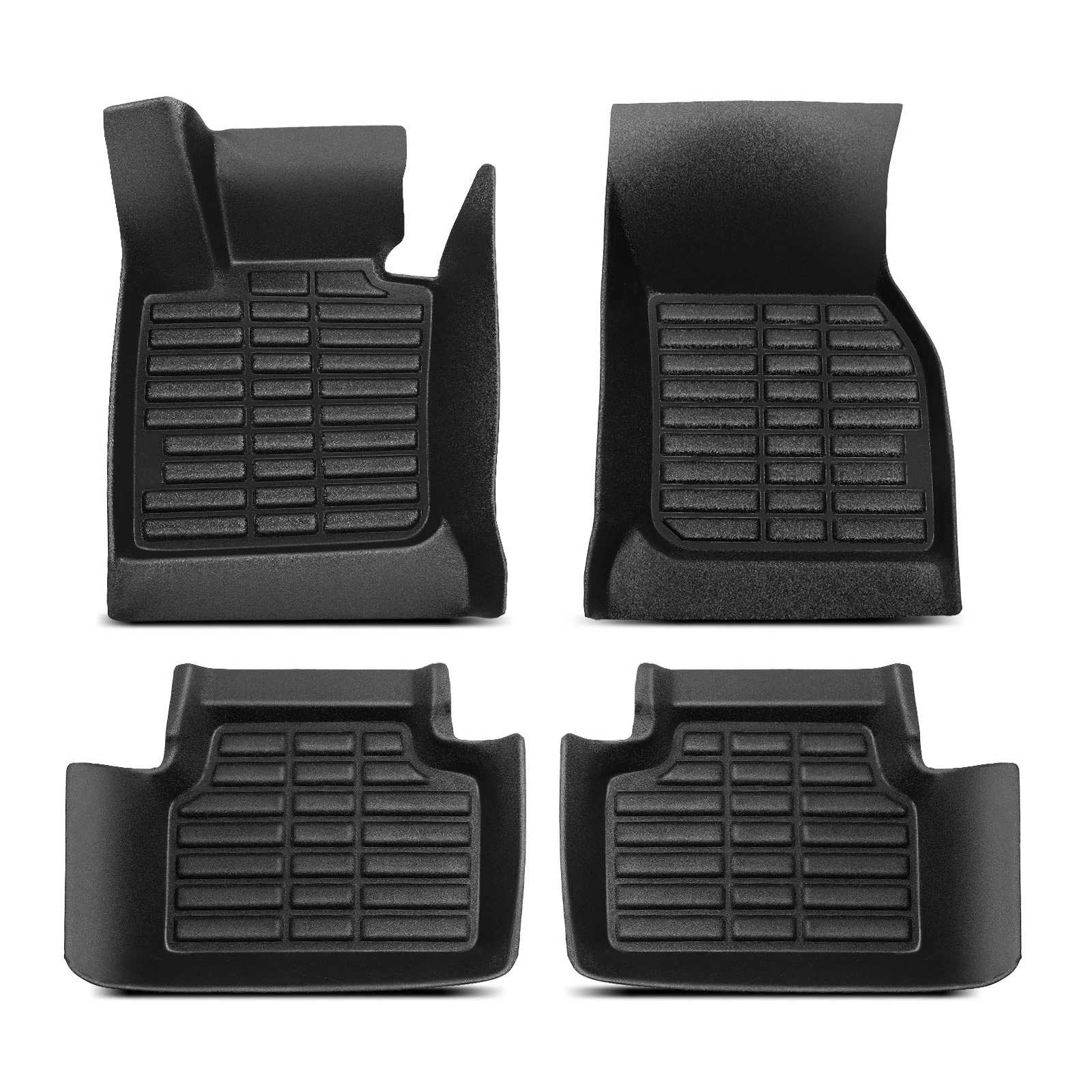 4 Pcs Front & Rear Black Floor Mats Liners
