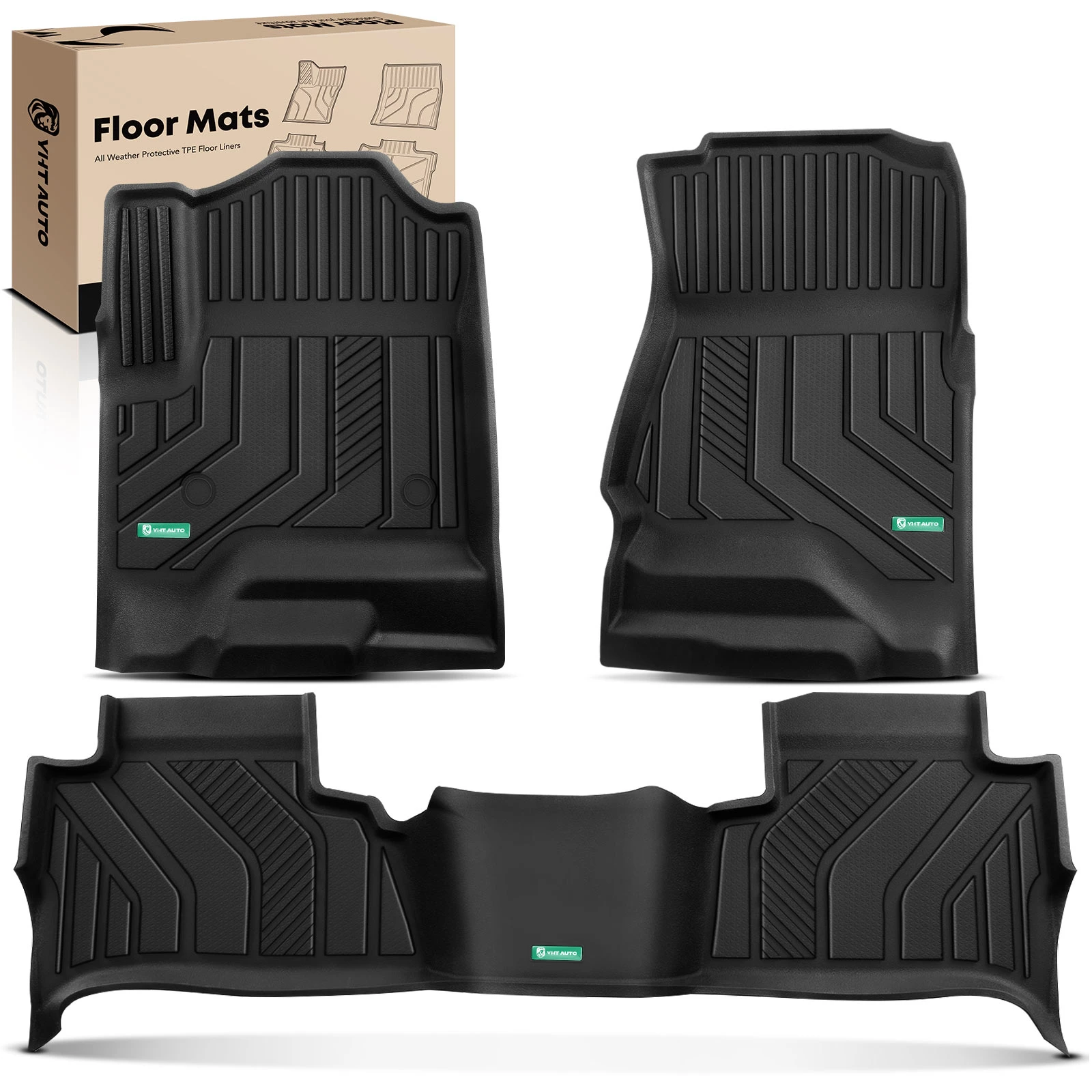 3 Pcs Front & Rear TPE Floor Mats Liners for 2015-2020 Chevrolet Tahoe