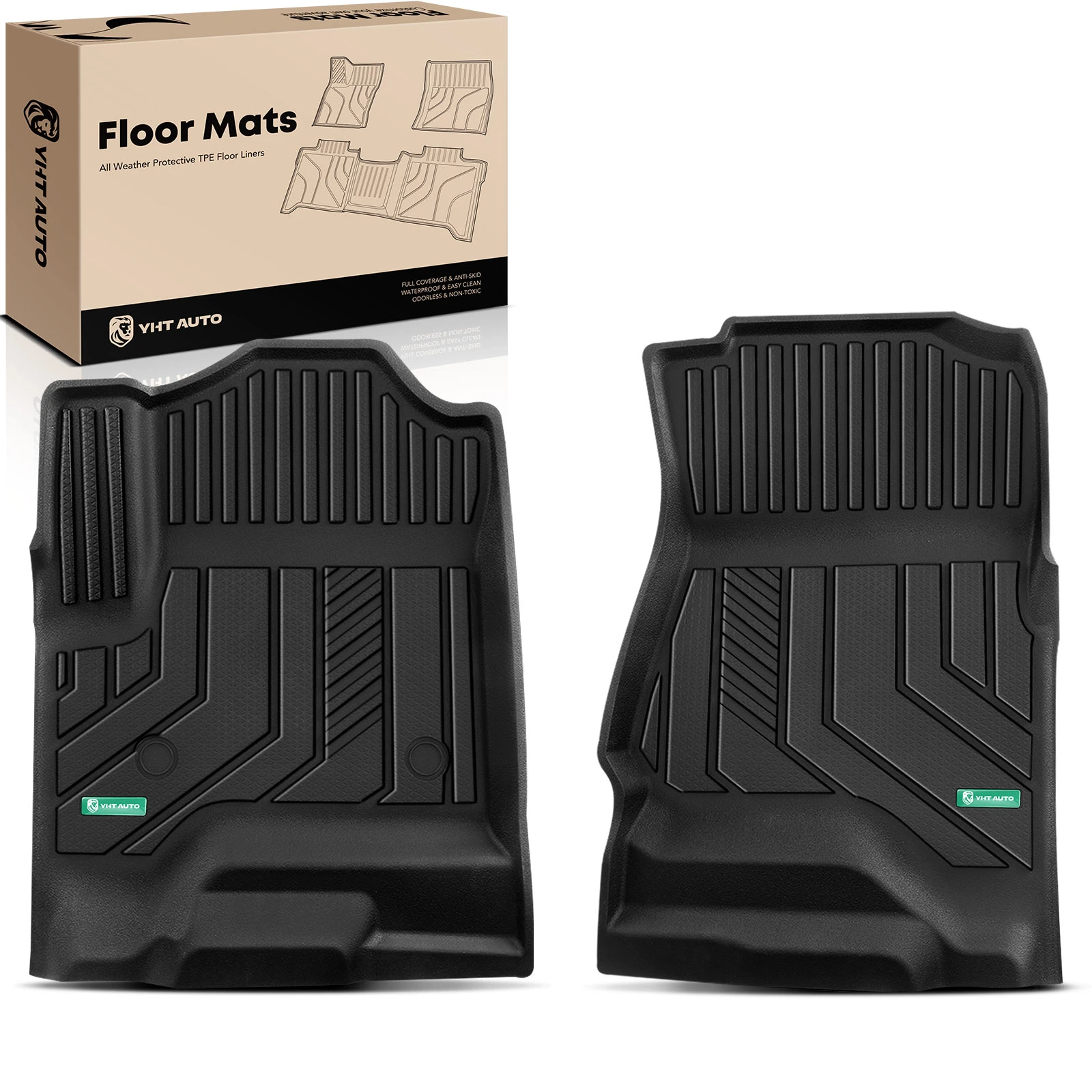 2 Pcs Front TPE Floor Mats Liners for 2015-2020 Chevrolet Tahoe