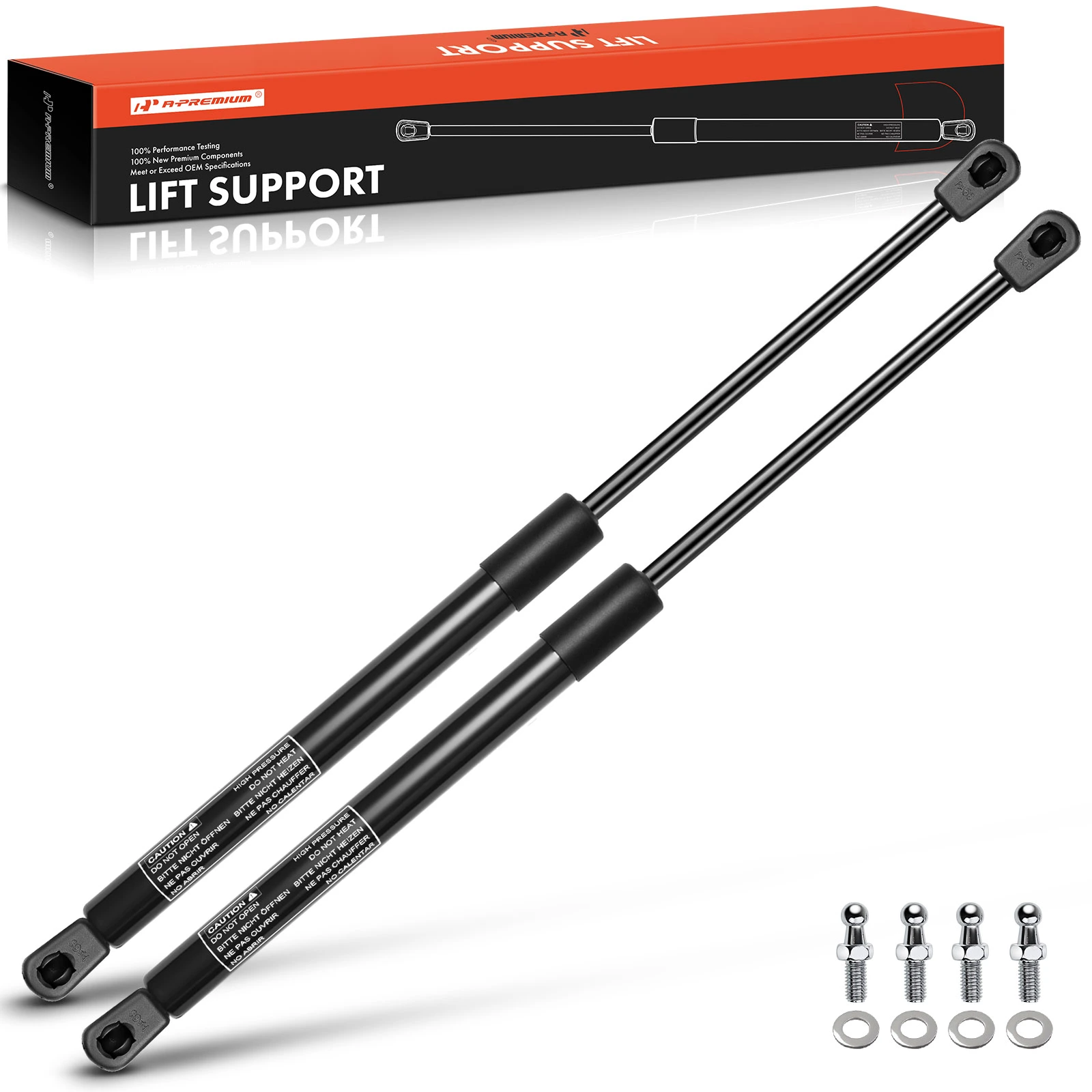 2 Pcs Universal Lift Supports Gas Struts Extended Length 16.06in. 45lbs