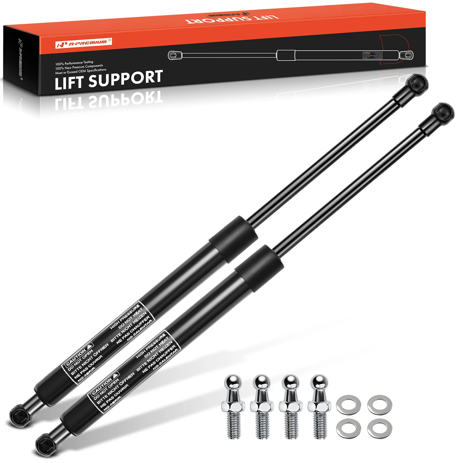 2 Pcs Universal Lift Supports Gas Struts Extended Length 19.69in. 180lbs