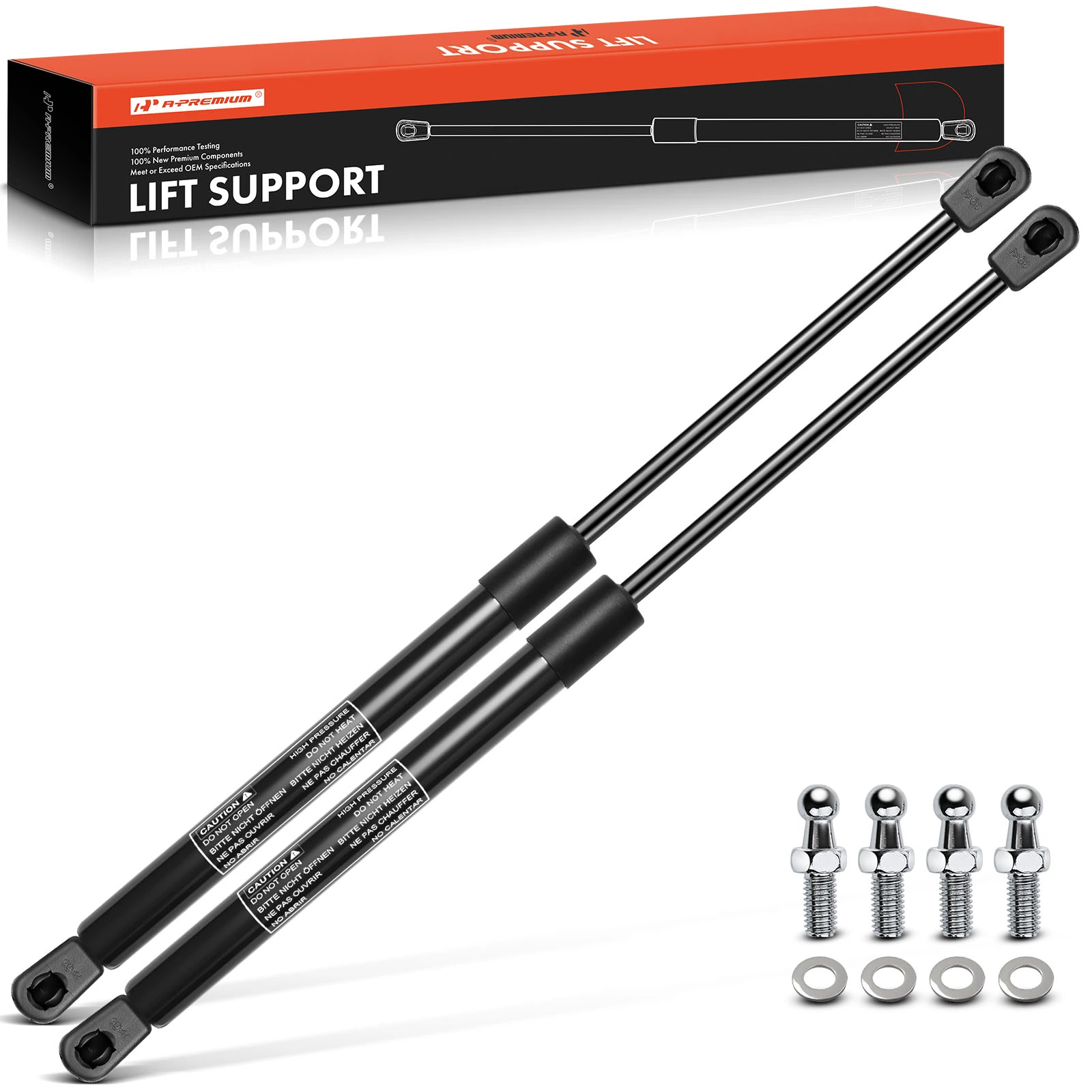 2 Pcs Universal Lift Supports Gas Struts with Spike Extended Length 15.7in. 45lbs