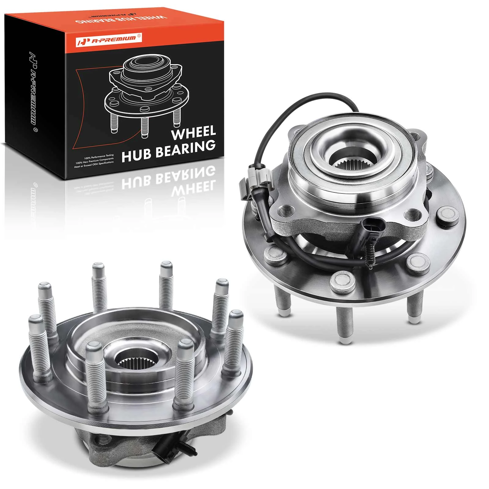 2 Pcs Front Wheel Bearing & Hub Assembly with ABS Sensor