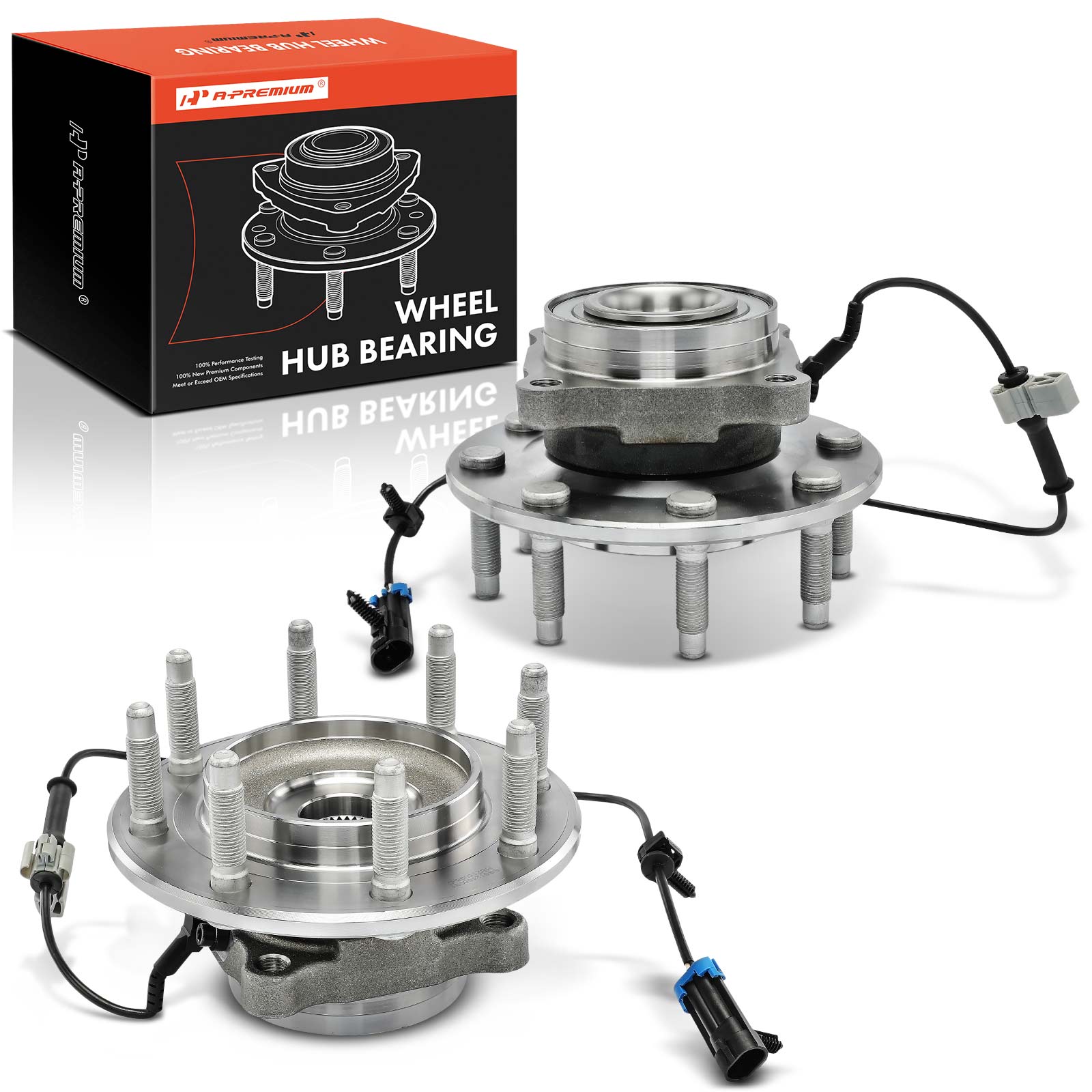 2 Pcs Front Wheel Bearing & Hub Assembly with ABS Sensor