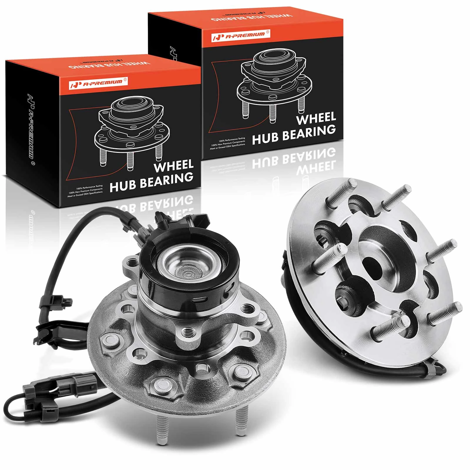 2 Pcs Front Wheel Bearing & Hub Assembly with ABS Sensor