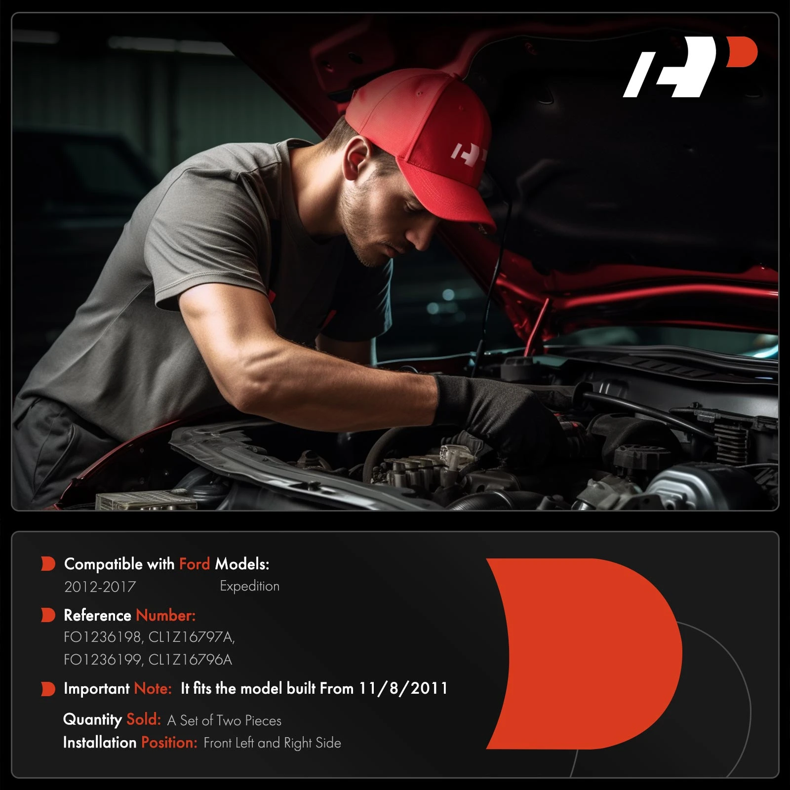 2 Pcs Driver & Passenger Hood Hinge for Ford Expedition 2012-2017 Sport Utility