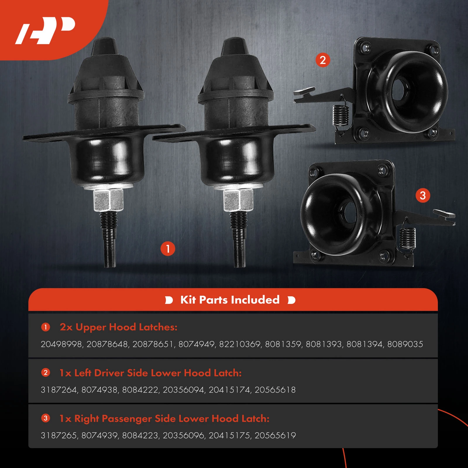 KOXUYIM Hood Release Set 4 PCS Upper Lower Latches, Fit For Volvo Truck VN VNL20498998 20565619 8074938 Black - View #8