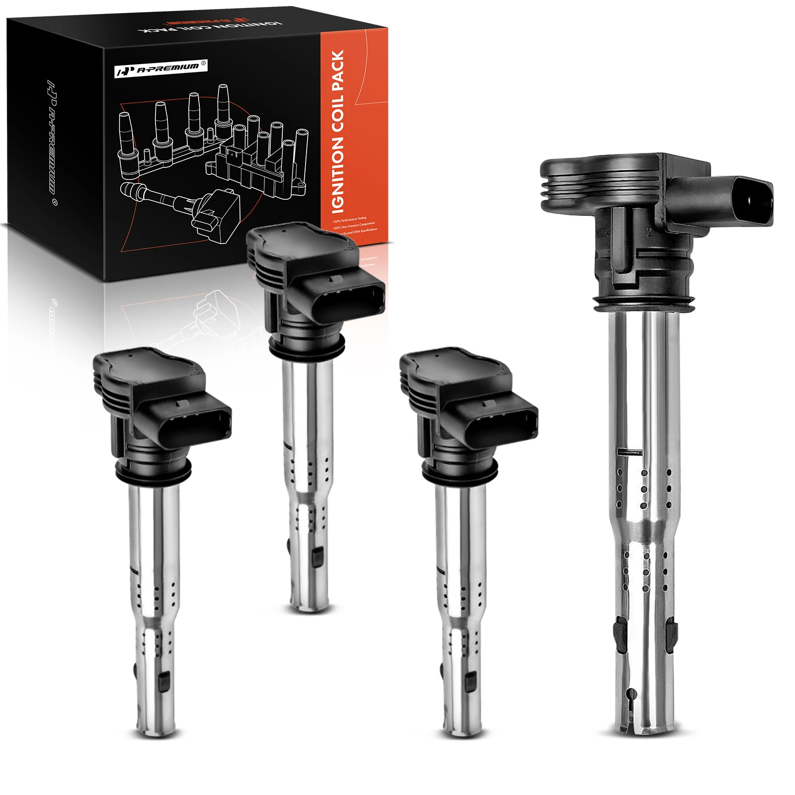 4 Pcs Ignition Coils with 4 Pins