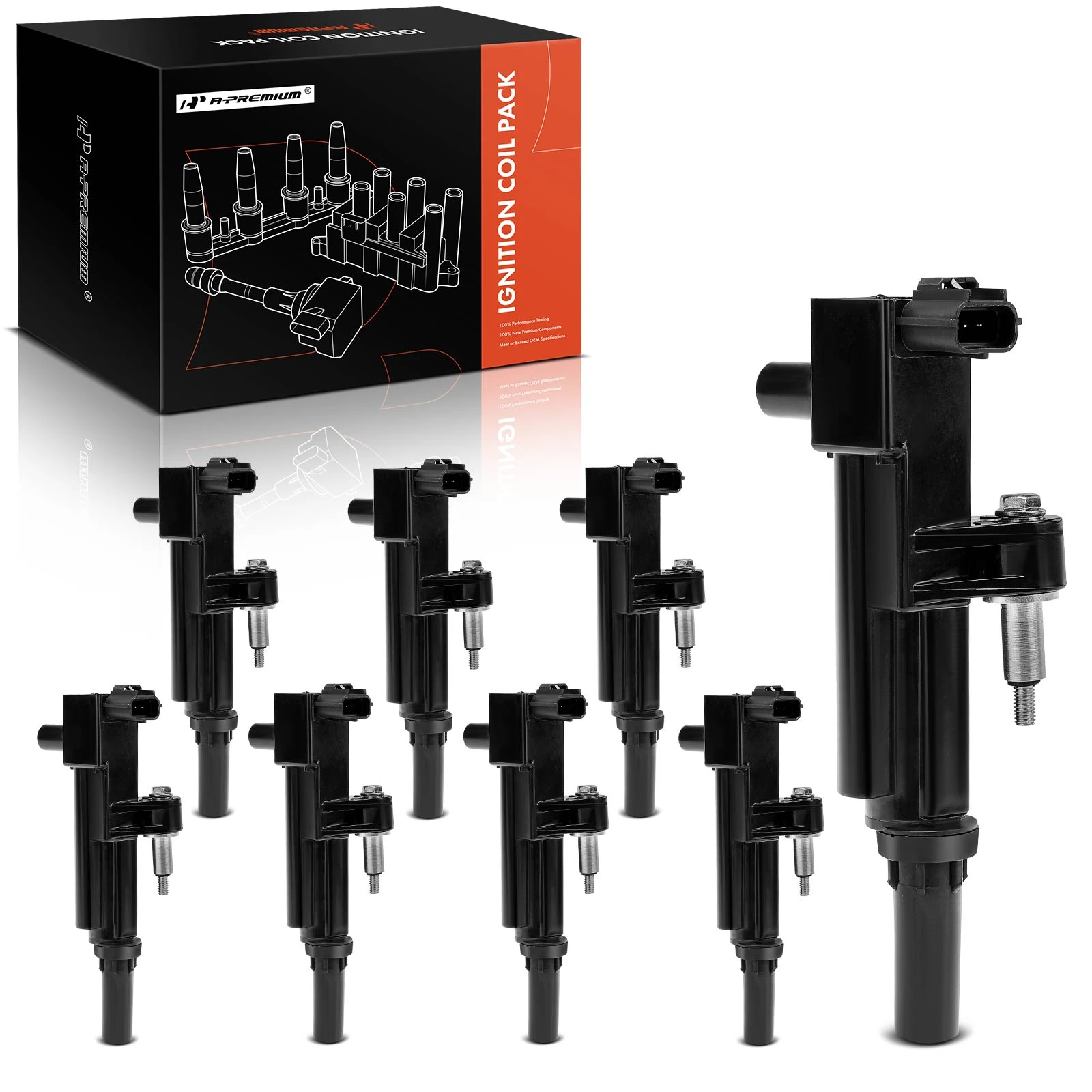 2008-2009 Dodge Durango A Set of 8pc Ignition Coil 2-Blade Terminal Round, Rectangular A-Premium APIC0242